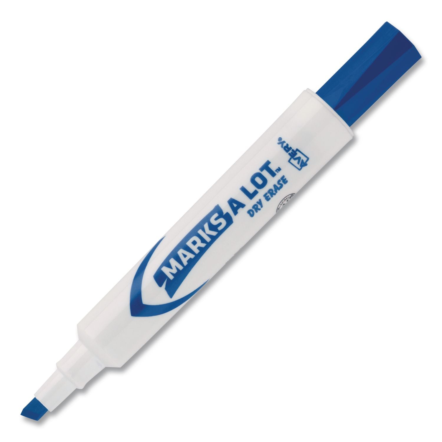 MARKS A LOT Desk-Style Dry Erase Markers, Broad Chisel Tip, Blue, Dozen