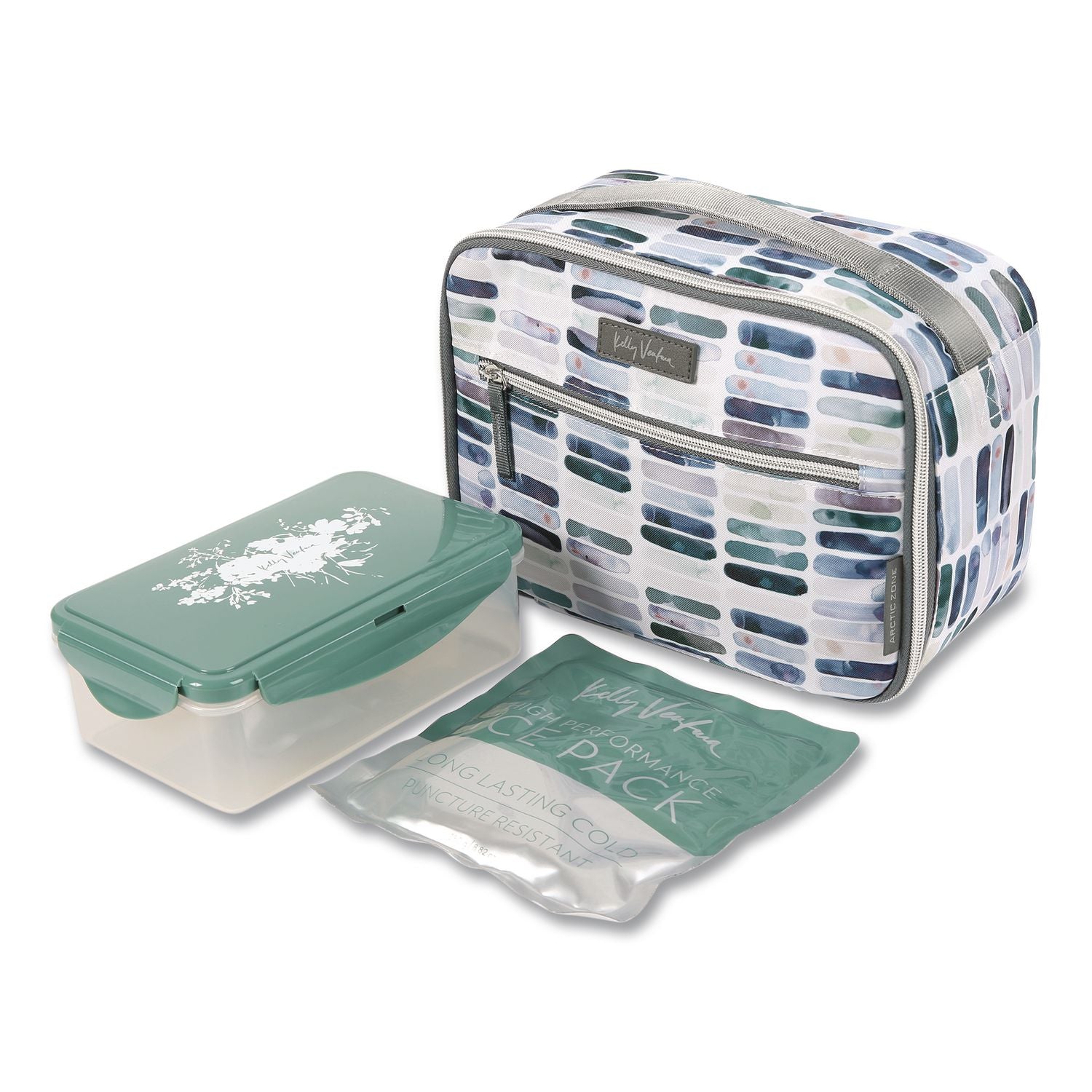 Kelly Ventura Iris Insulated Lunch Box, 10.04" X 4.72" X 7.87", Ocean Stripe