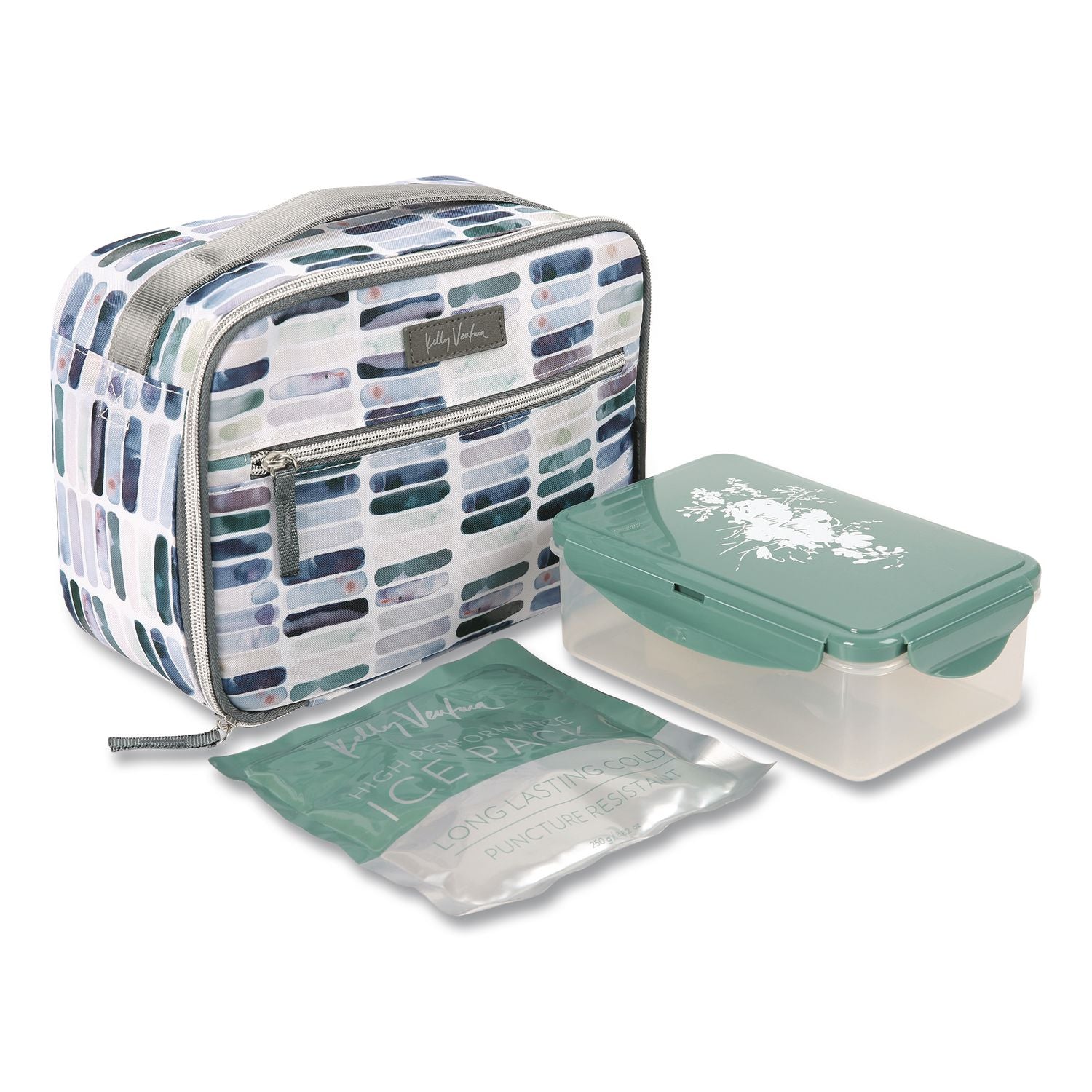 Kelly Ventura Iris Insulated Lunch Box, 10.04" X 4.72" X 7.87", Ocean Stripe
