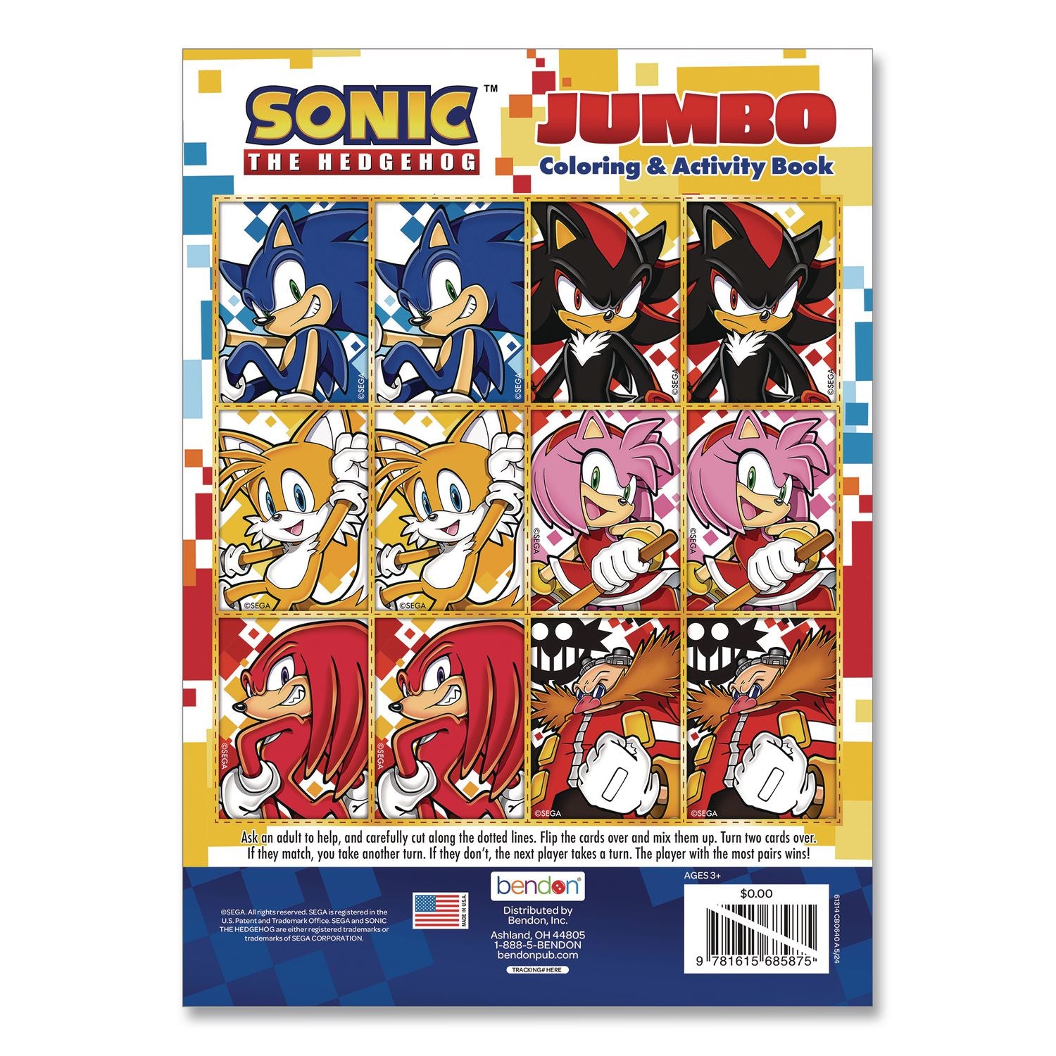 Sonic Jumbo Coloring And Activity Book, Ages 3 And Up, 64 Pages