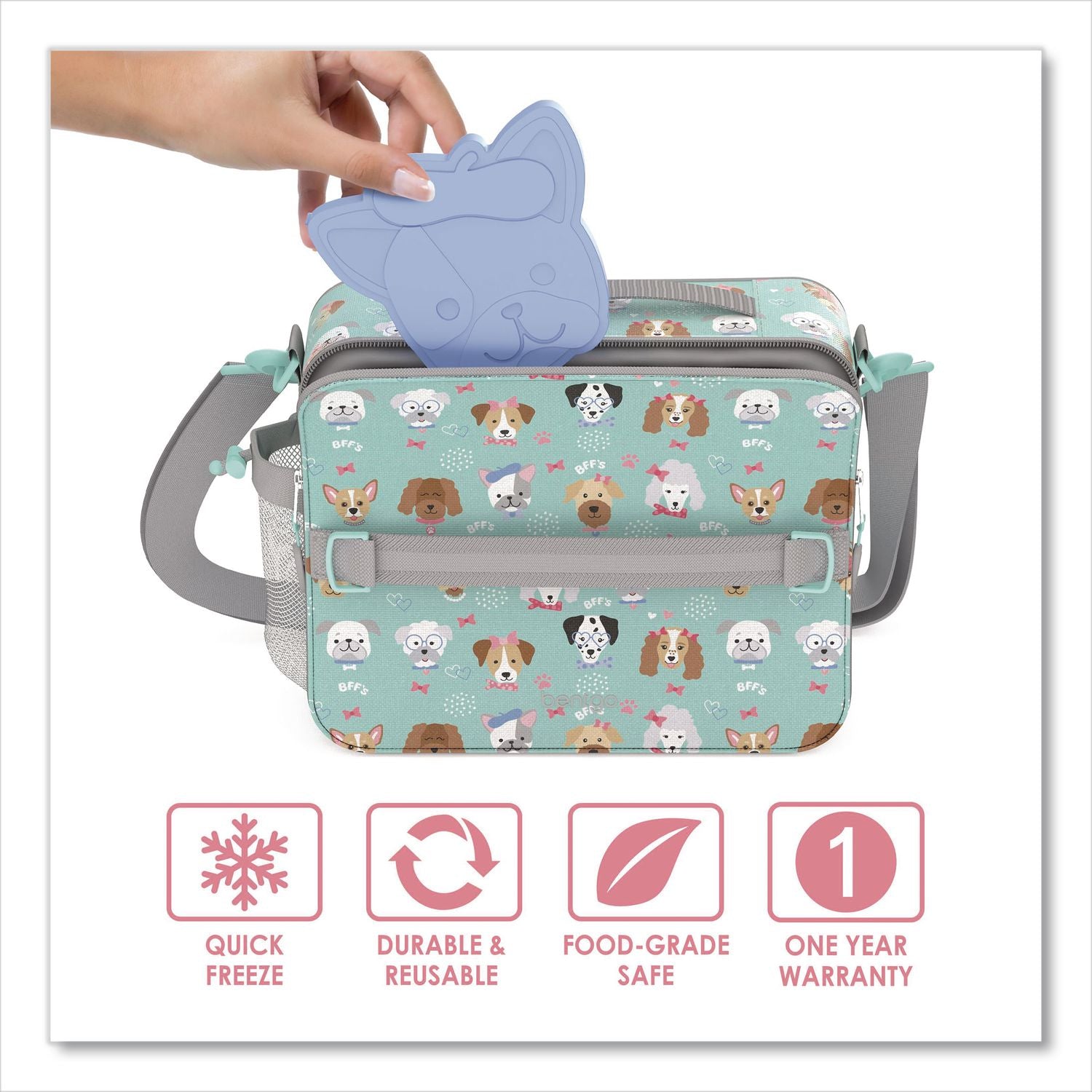 Buddies Kids Ice Packs, Puppies, Assorted Colors, 4/Pack
