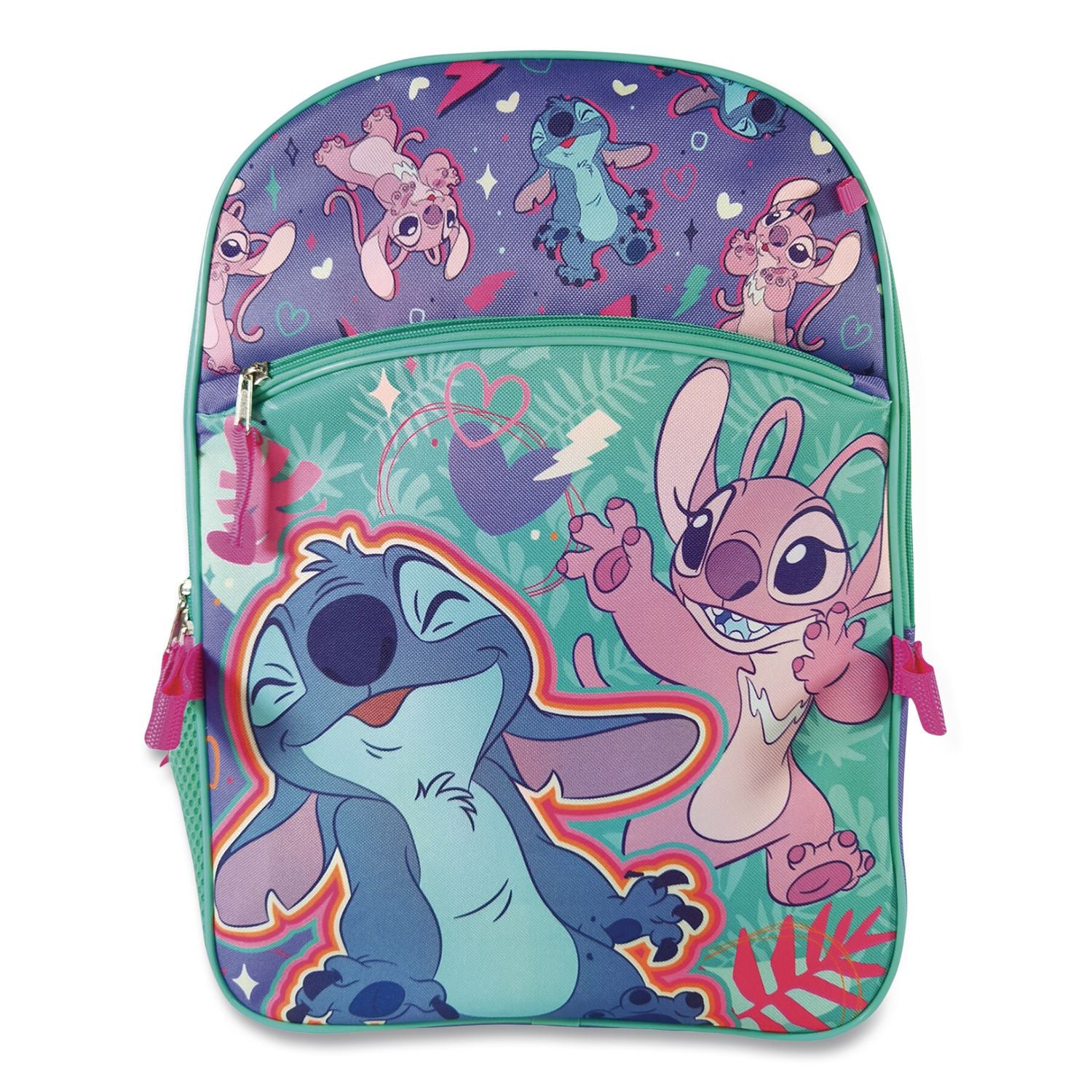 Stitch And Angel 5-Piece Backpack Set, 12 X 5 X 16, Multicolor