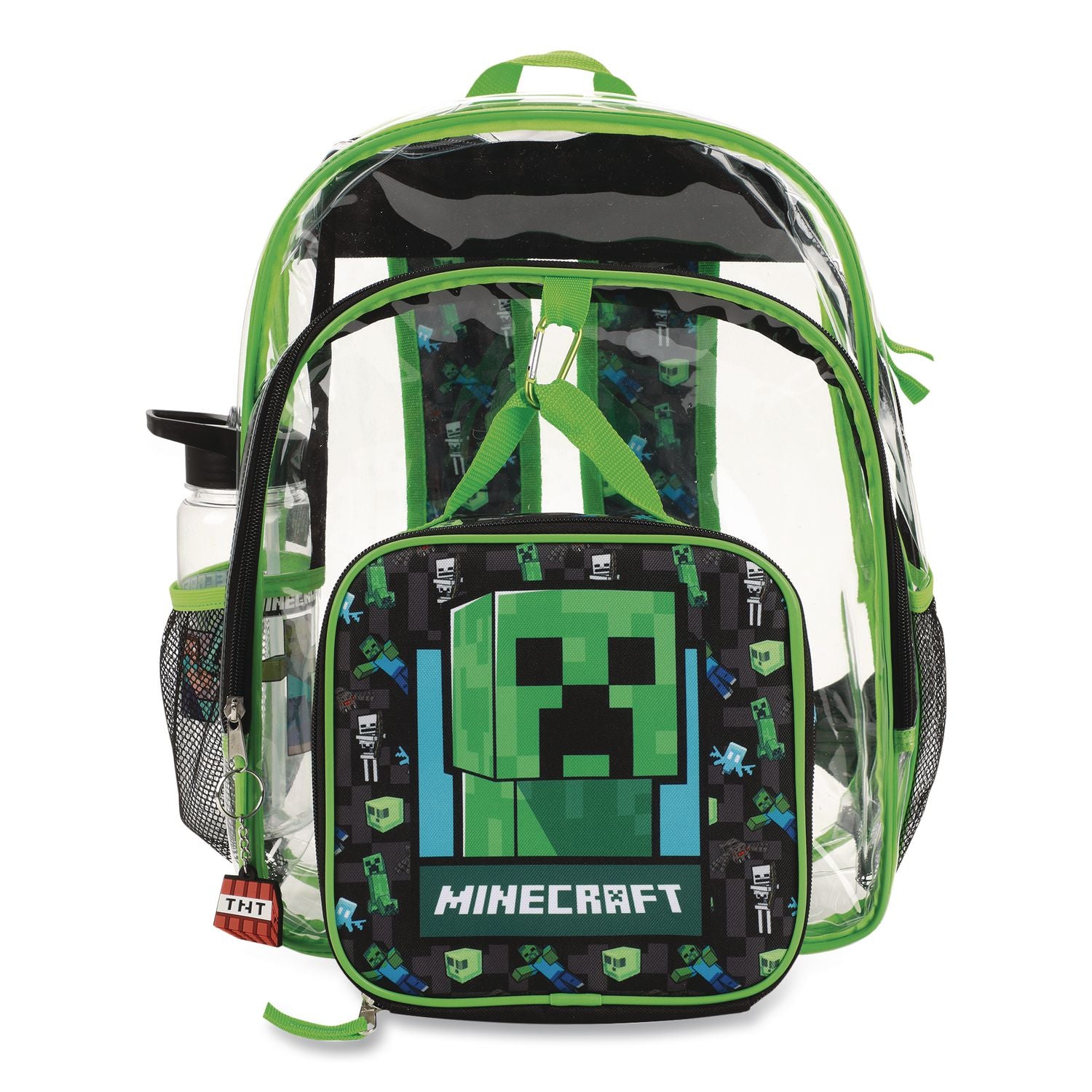 Minecraft Clear 5-Piece Backpack Set, 12 X 5 X 16, Clear/Multicolor