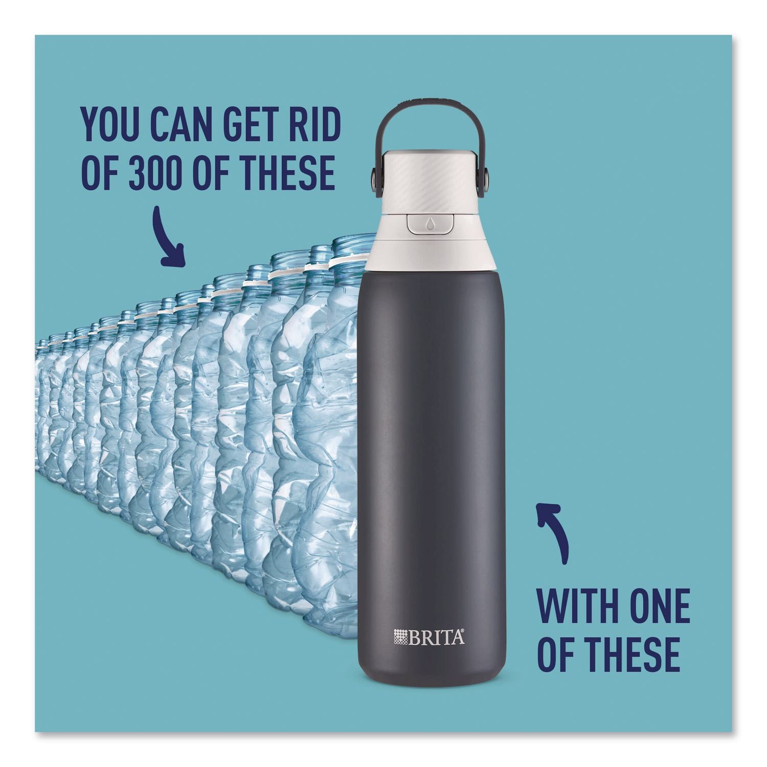 Stainless Steel Filtered Water Bottle, 20 Oz, Carbon