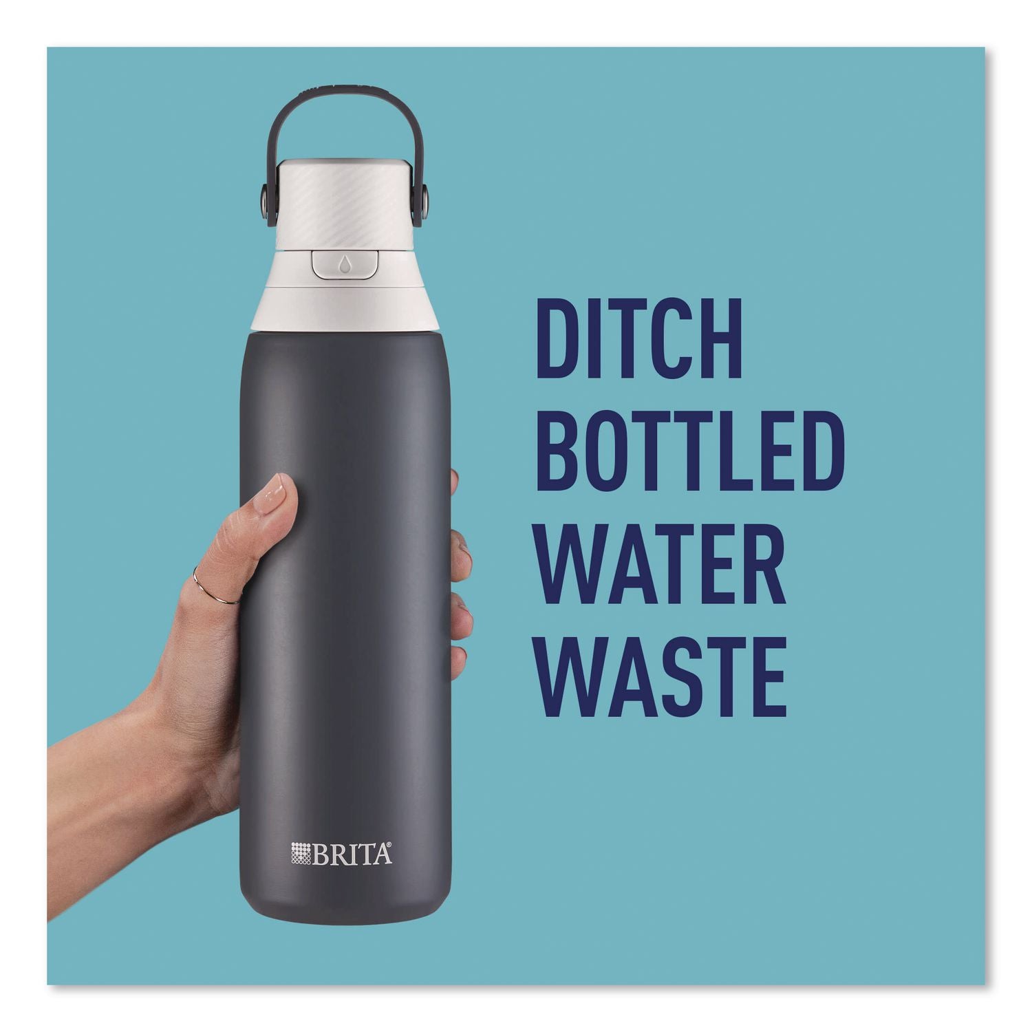Stainless Steel Filtered Water Bottle, 20 Oz, Carbon
