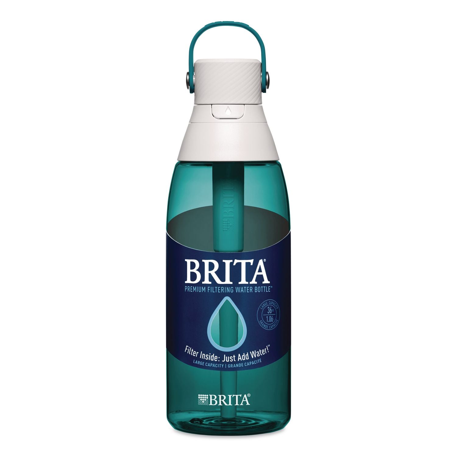 Plastic Filtered Water Bottle, 36 Oz, Sea Glass