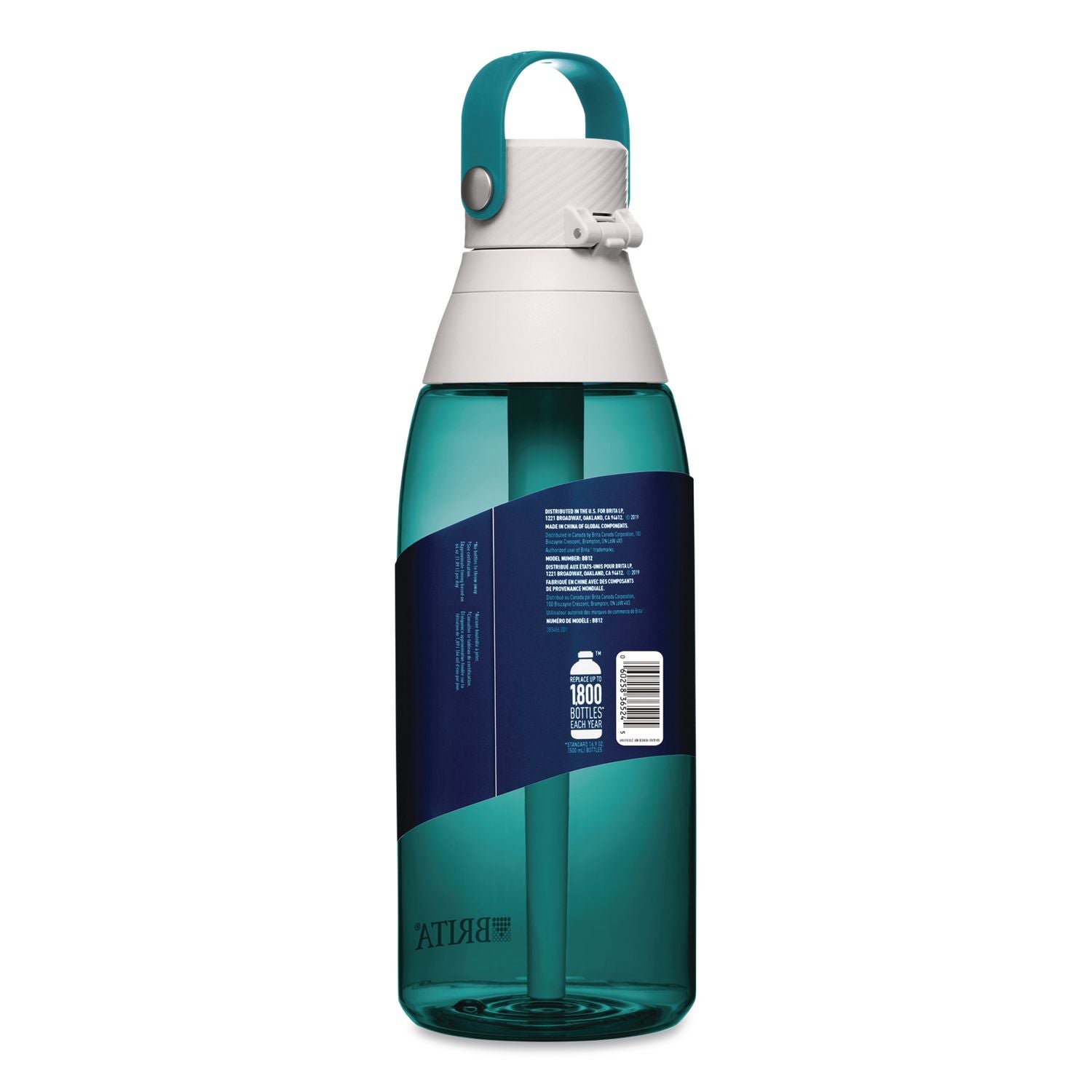 Plastic Filtered Water Bottle, 36 Oz, Sea Glass