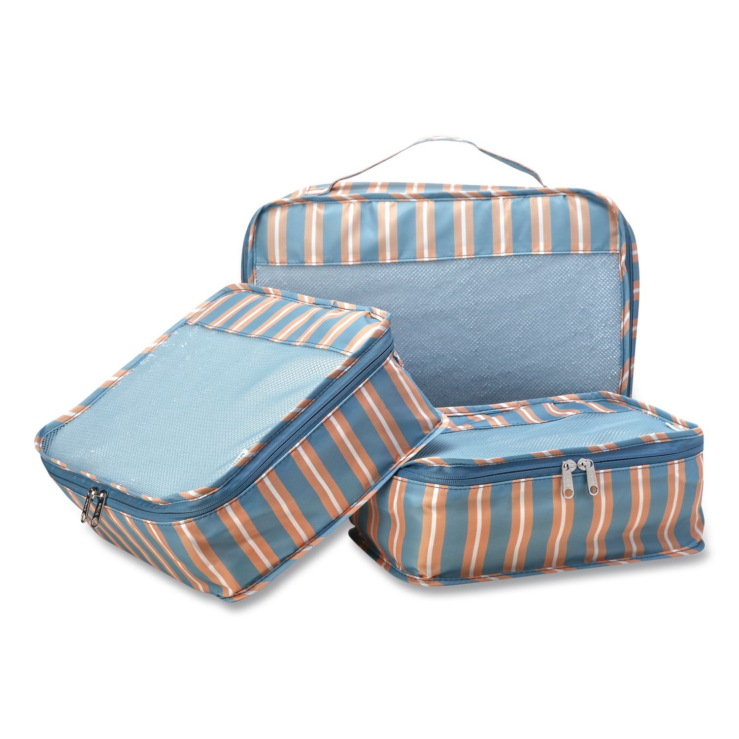 Five-Piece Packing Cube Set, Assorted Sizes, Multicolor Stripe