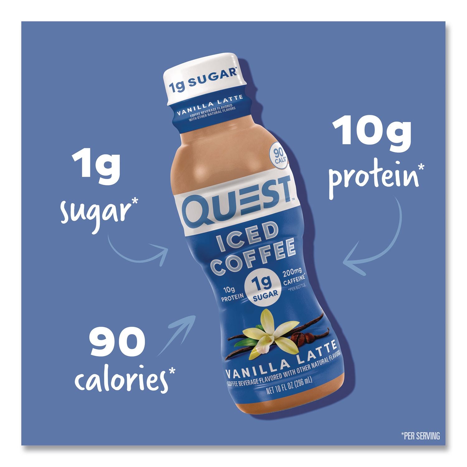 Iced Coffee, Vanilla Latte, 10 Oz Bottle, 12/Carton