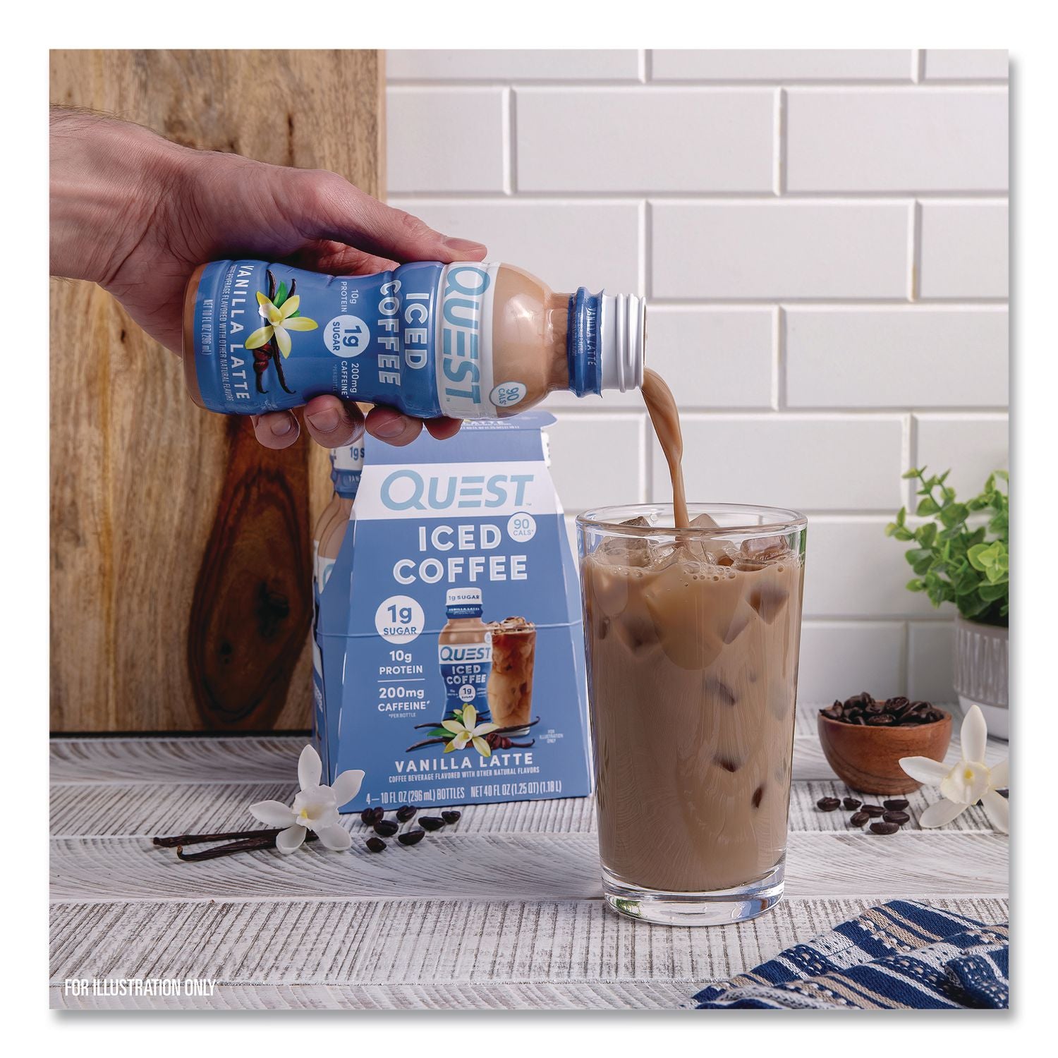 Iced Coffee, Vanilla Latte, 10 Oz Bottle, 12/Carton