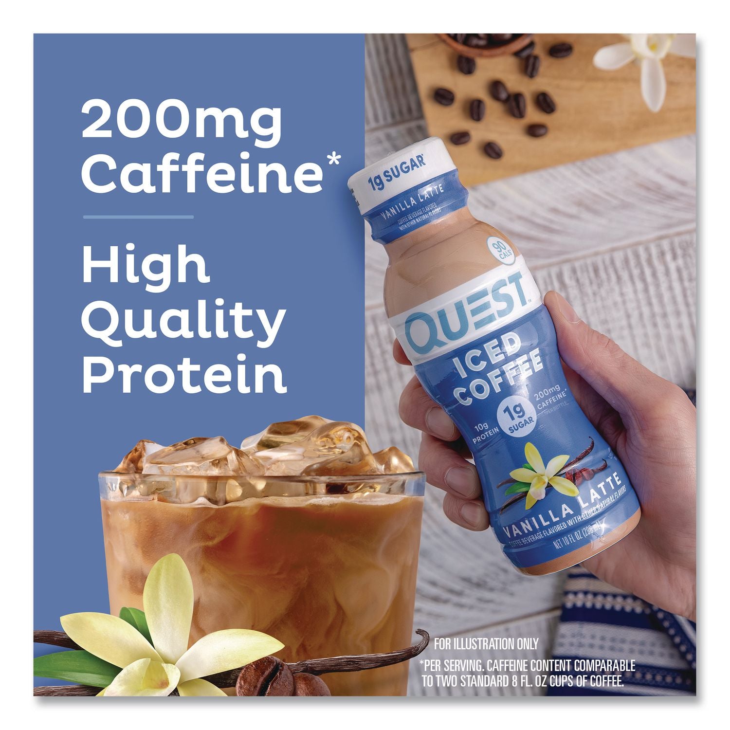 Iced Coffee, Vanilla Latte, 10 Oz Bottle, 12/Carton