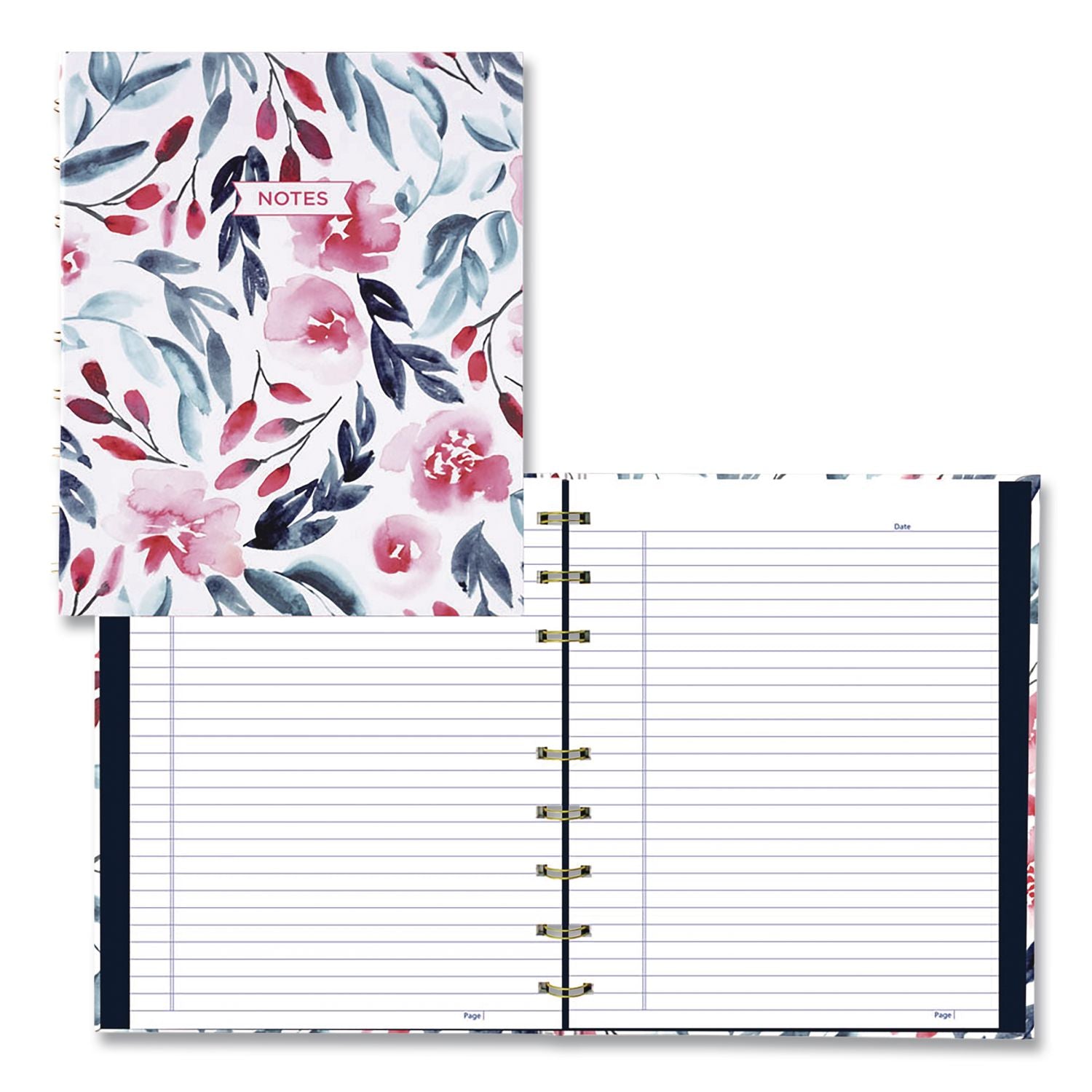 Notepro Fashion Hard Cover Notebook, 1-Subject, Medium/College Rule, Tranquil Blooms Cover, (96) 9.25 X 7.25 Sheets