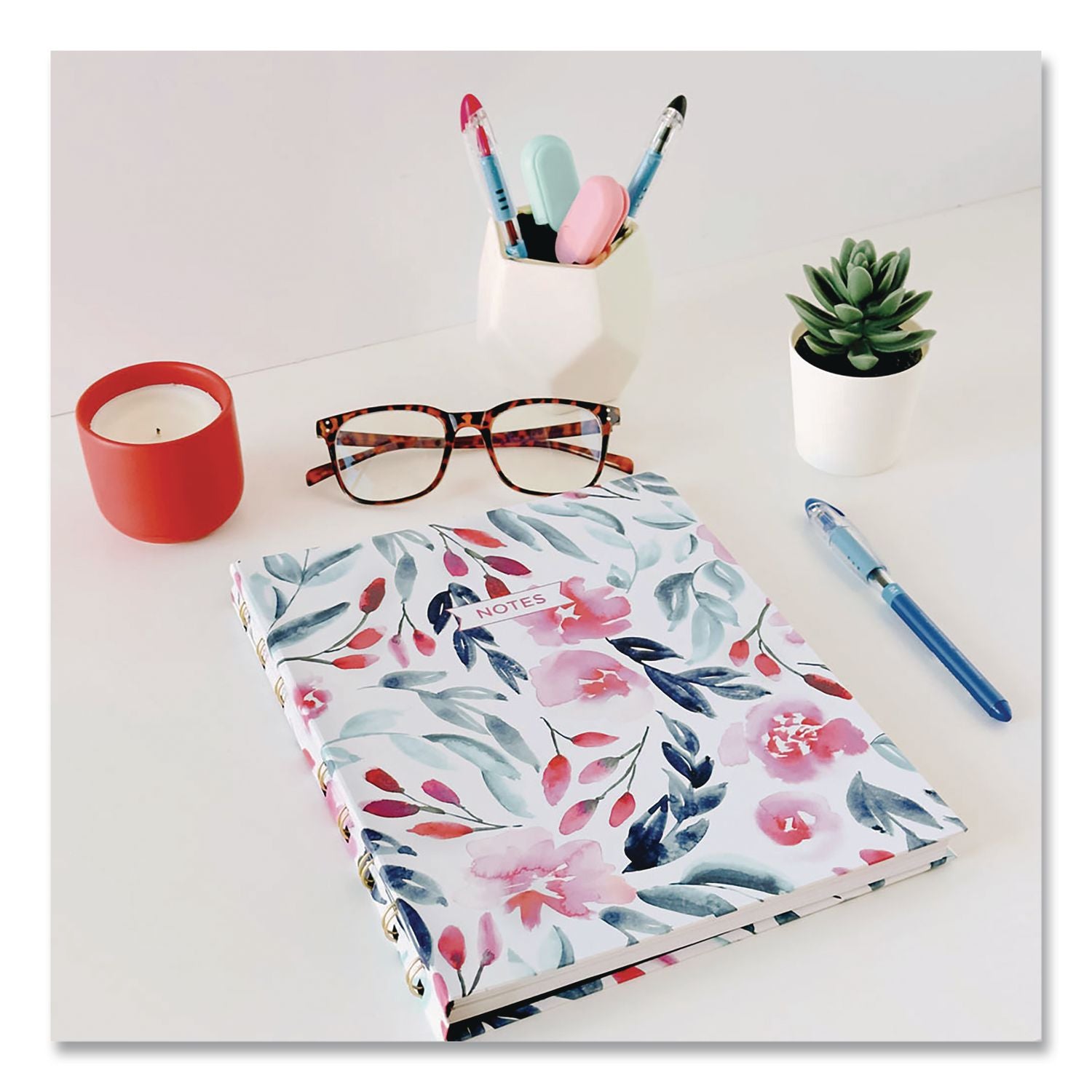Notepro Fashion Hard Cover Notebook, 1-Subject, Medium/College Rule, Tranquil Blooms Cover, (96) 9.25 X 7.25 Sheets