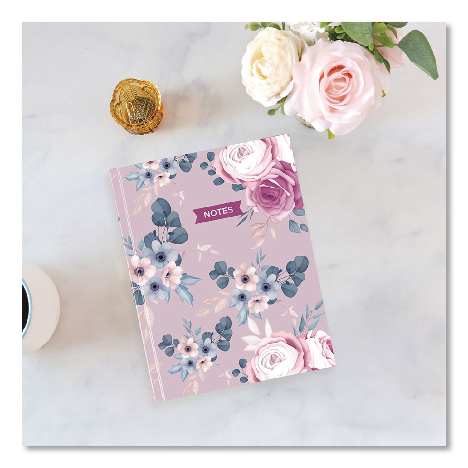 Fashion Hard Cover Notebook, 1-Subject, Medium/College Rule, Lavender Floral Cover, (96) 9.25 X 7.25 Sheets