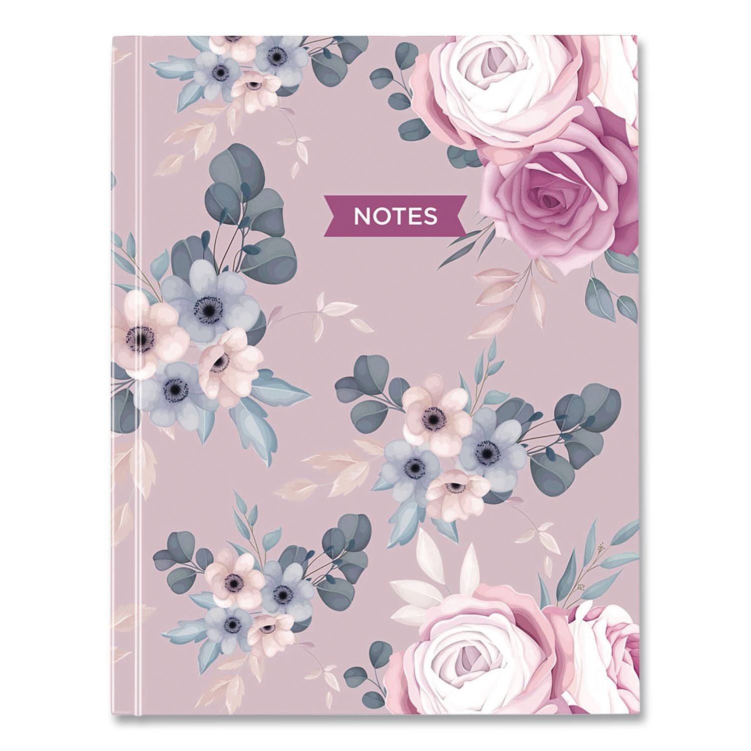 Fashion Hard Cover Notebook, 1-Subject, Medium/College Rule, Lavender Floral Cover, (96) 9.25 X 7.25 Sheets