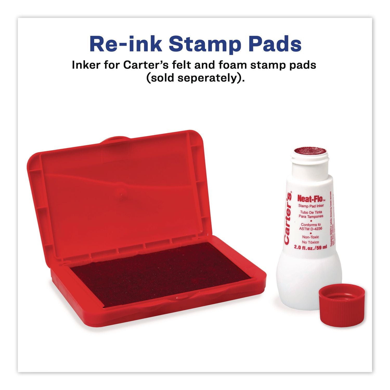 Neat-Flo Stamp Pad Inker, 2 Oz Bottle, Red, 36/Carton