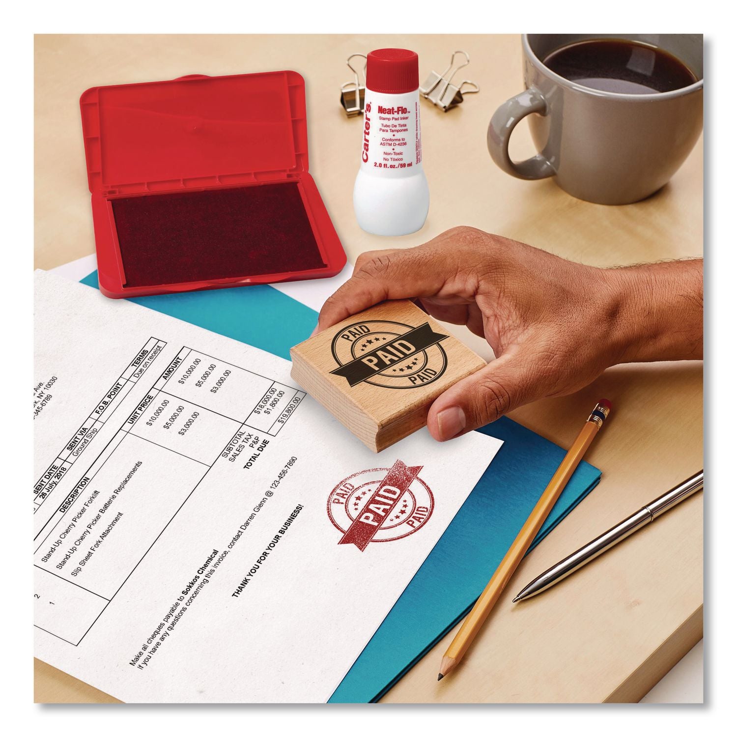 Neat-Flo Stamp Pad Inker, 2 Oz Bottle, Red, 36/Carton