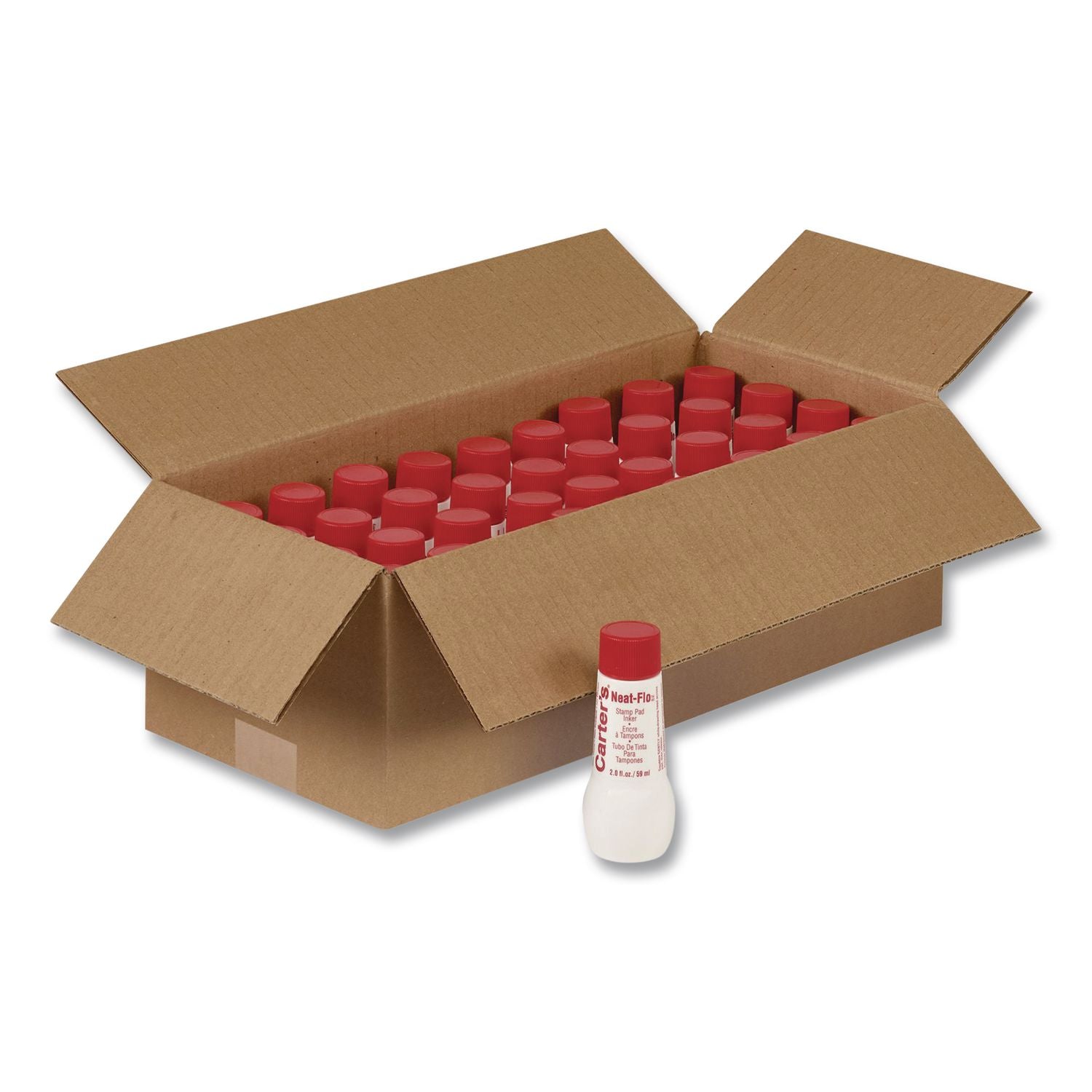 Neat-Flo Stamp Pad Inker, 2 Oz Bottle, Red, 36/Carton