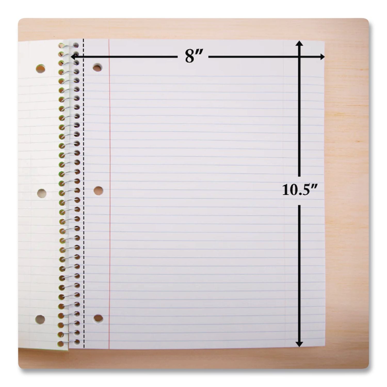 Spiral Notebooks, 1-Subject, Wide Rule, Assorted Color Covers, (70) 10.5 X 8 Sheets, 24/Carton