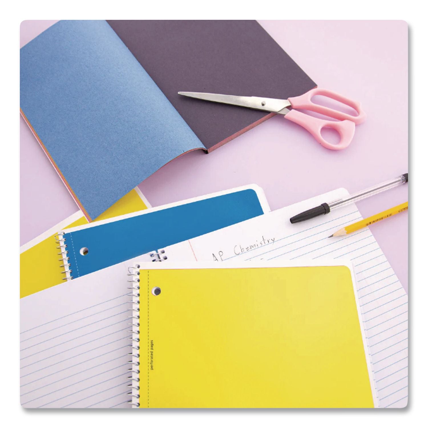 Spiral Notebooks, 1-Subject, Wide Rule, Assorted Color Covers, (70) 10.5 X 8 Sheets, 24/Carton
