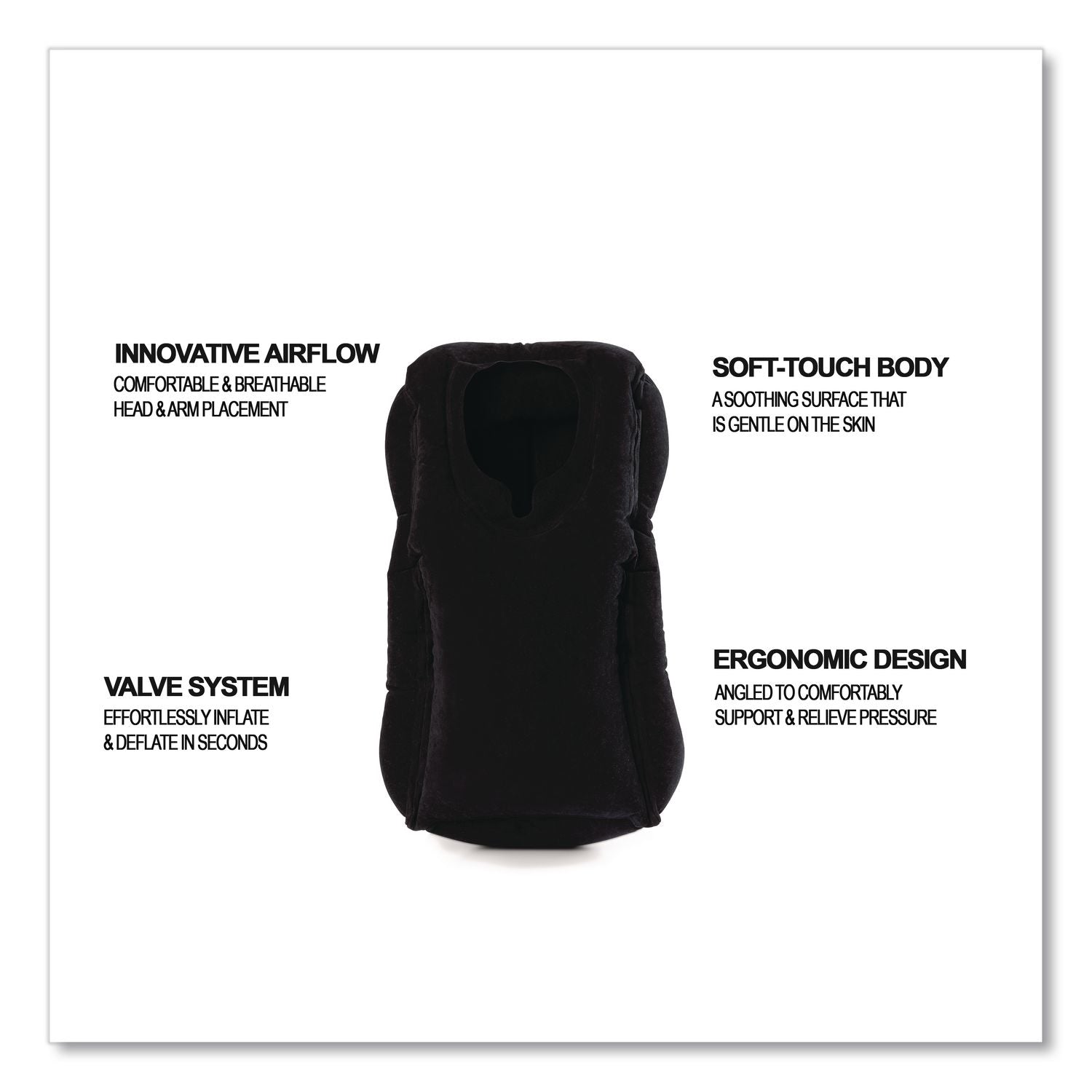 Inflatable Neck Pillow, One Size Fits Most, Black
