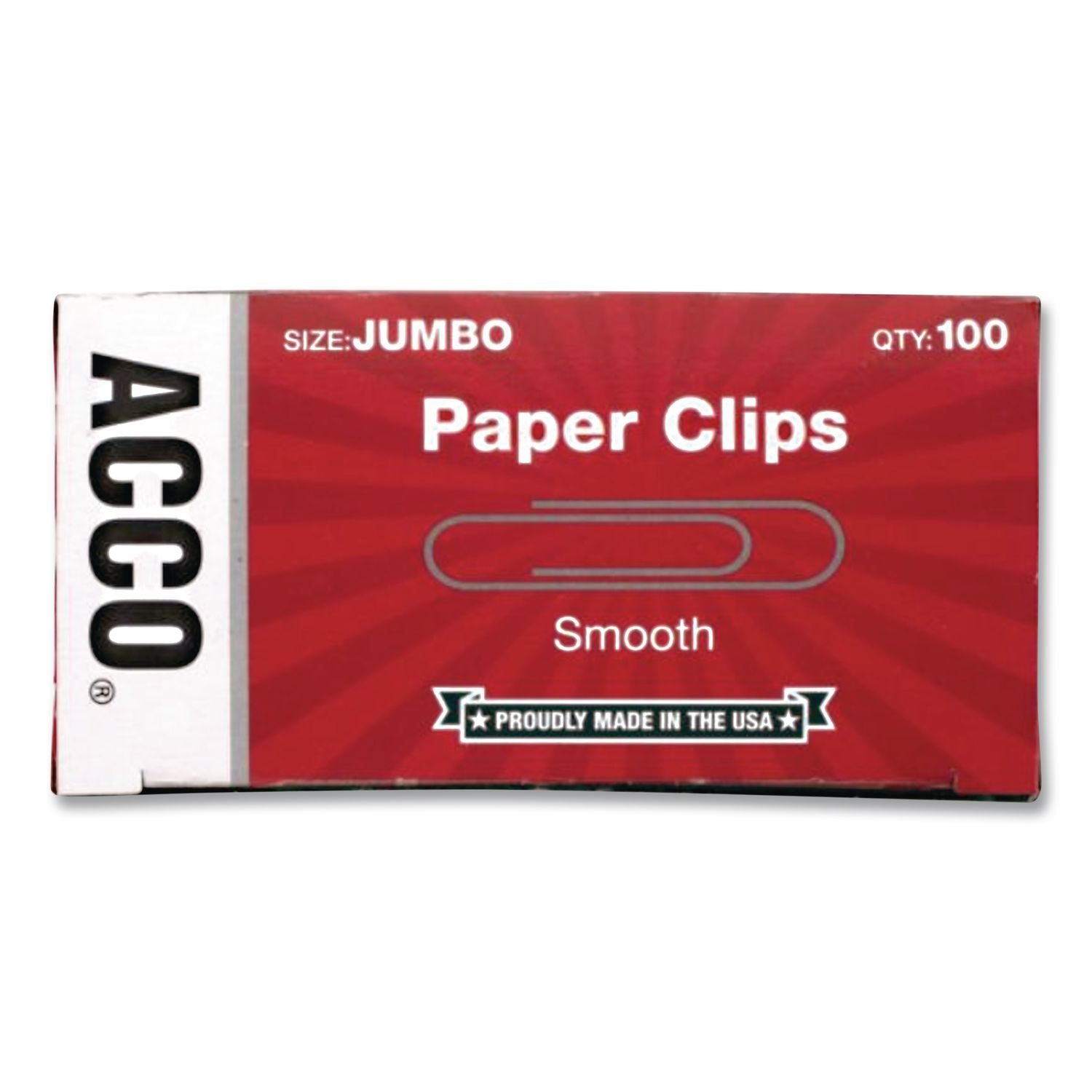 Paper Clips, Jumbo, Smooth, Silver, 20-Sheet Capacity, 100 Clips/Box