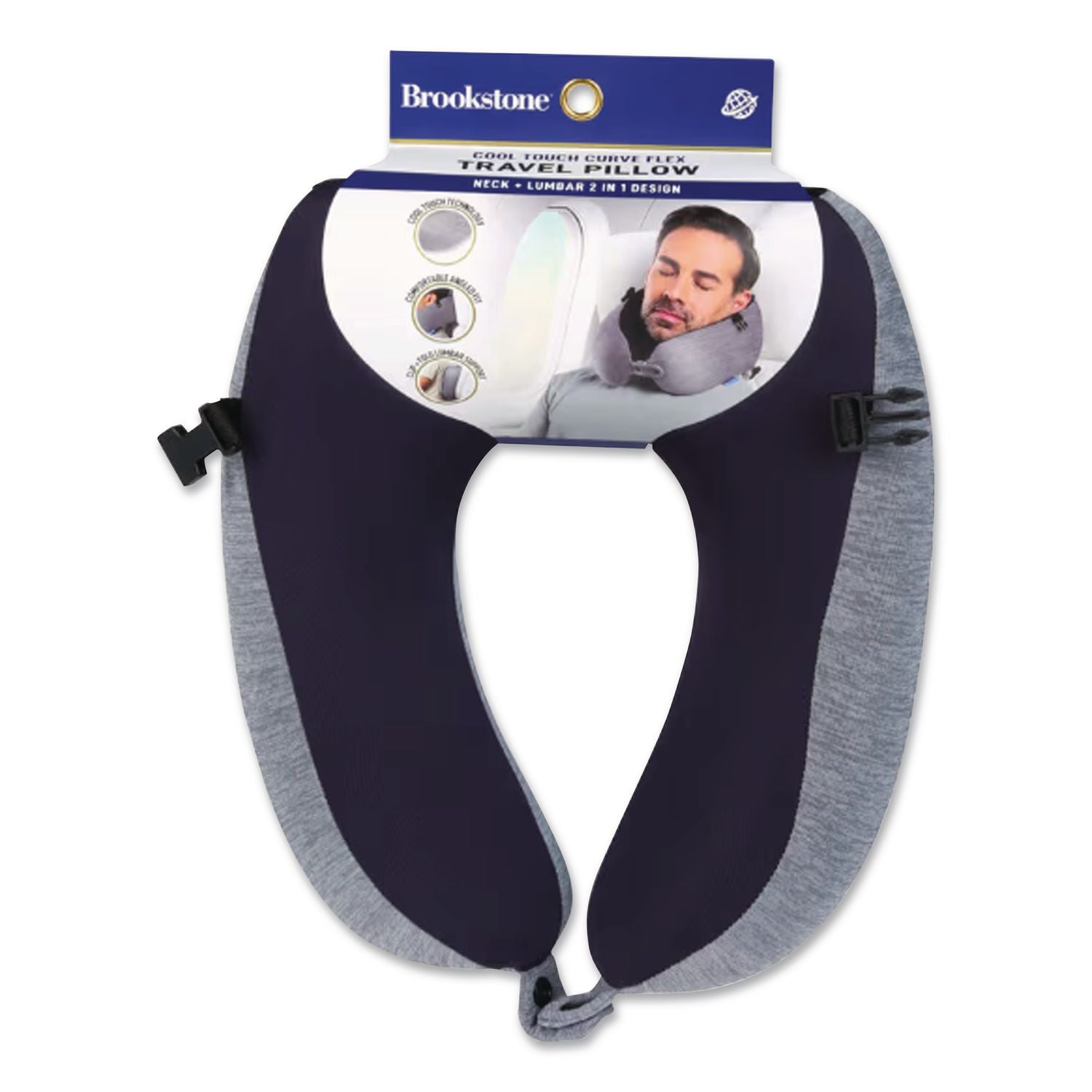 Flex Curve Neck Pillow, One Size Fits Most, Black/Gray