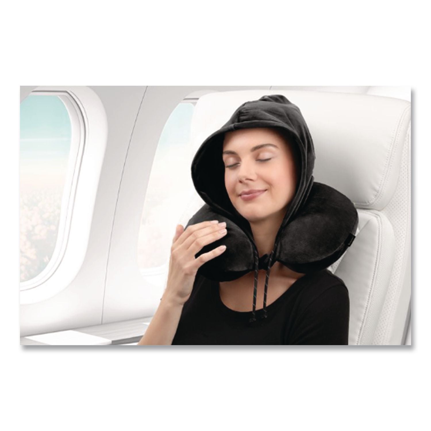 Hooded Memory Foam Pillow, One Size Fits Most, Black