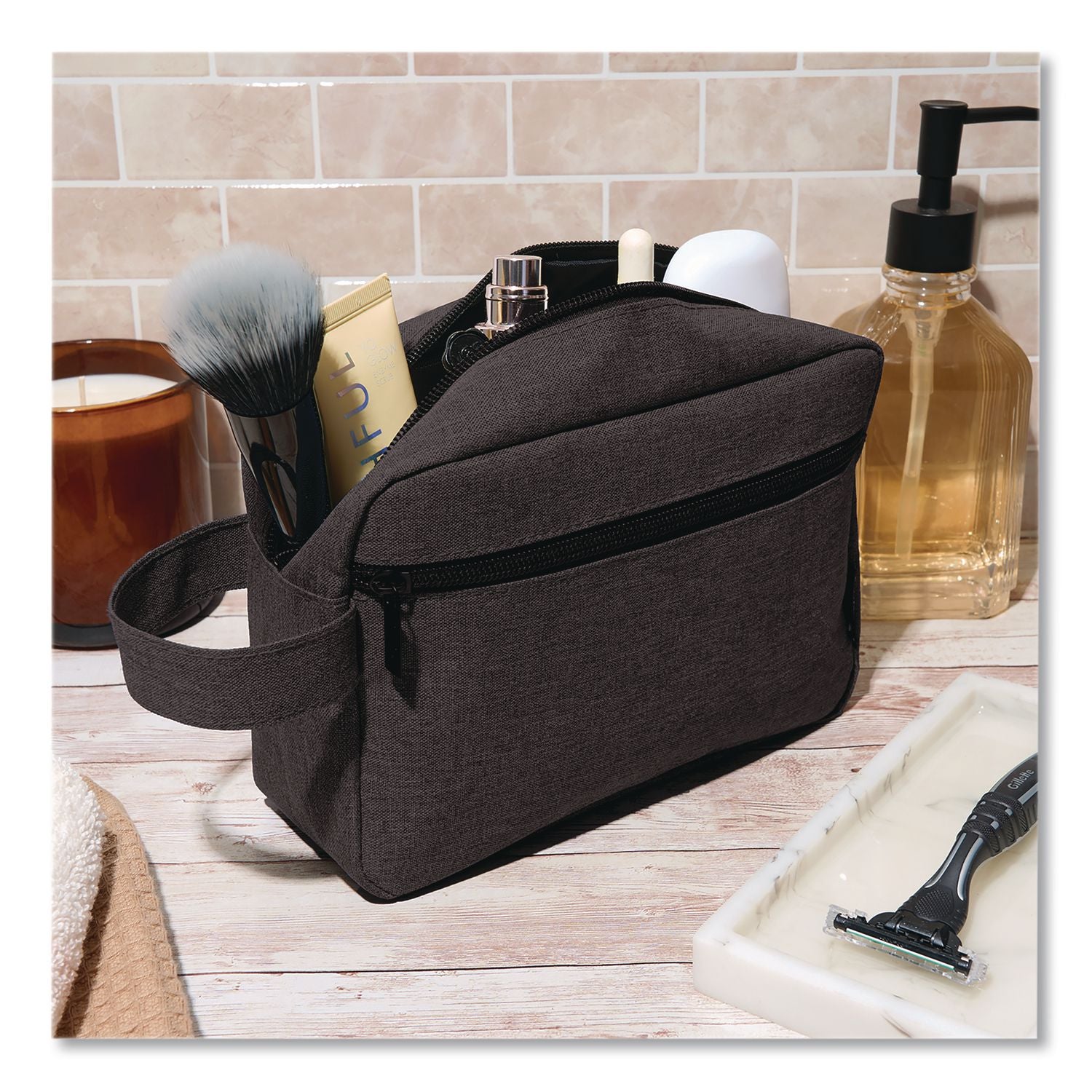 Fabric Travel Pouch, 8.27 X 2.76 X 6.3, Black
