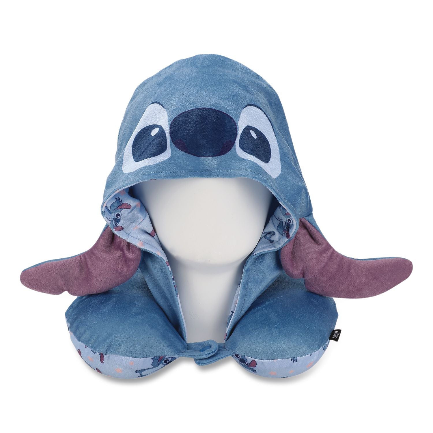 Stitch Hooded Polyester Travel Pillow, 11 X 3 X 10.5, Blue