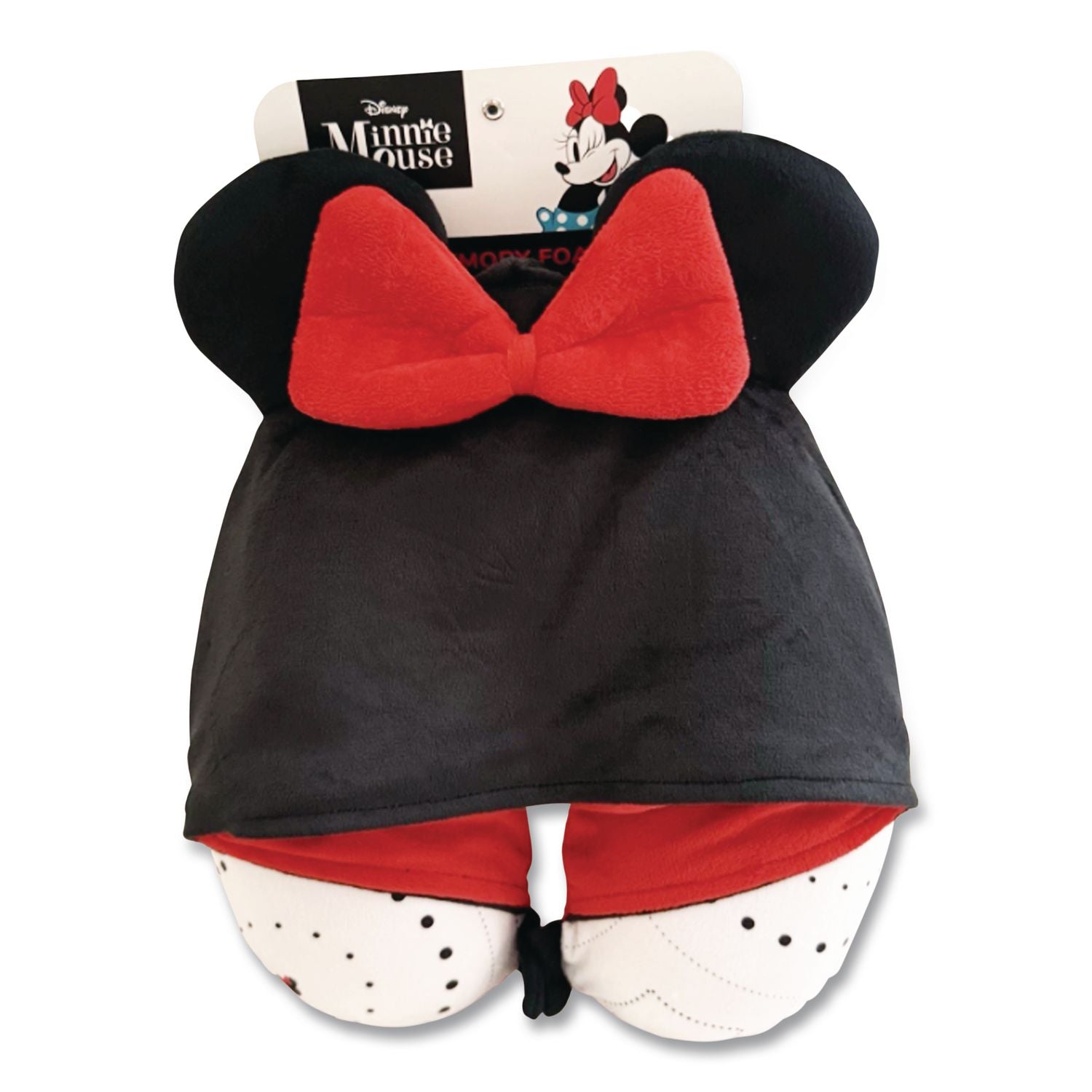 Minnie Mouse Hooded Neck Pillow, 11 X 3 X 10.5, Black/Red