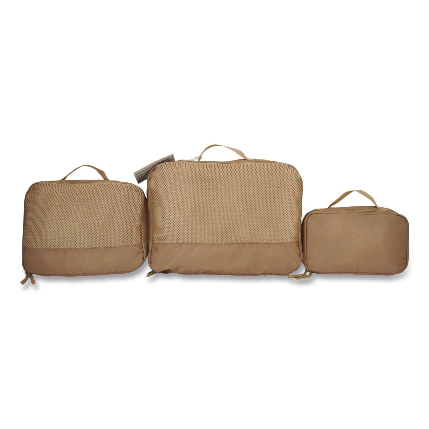Four-Piece Packing Cube Set, Assorted Sizes, Light Brown
