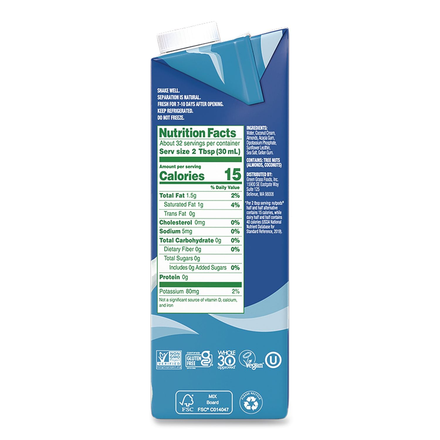 Half And Half Dairy-Free Liquid Creamer, 32 Oz Carton