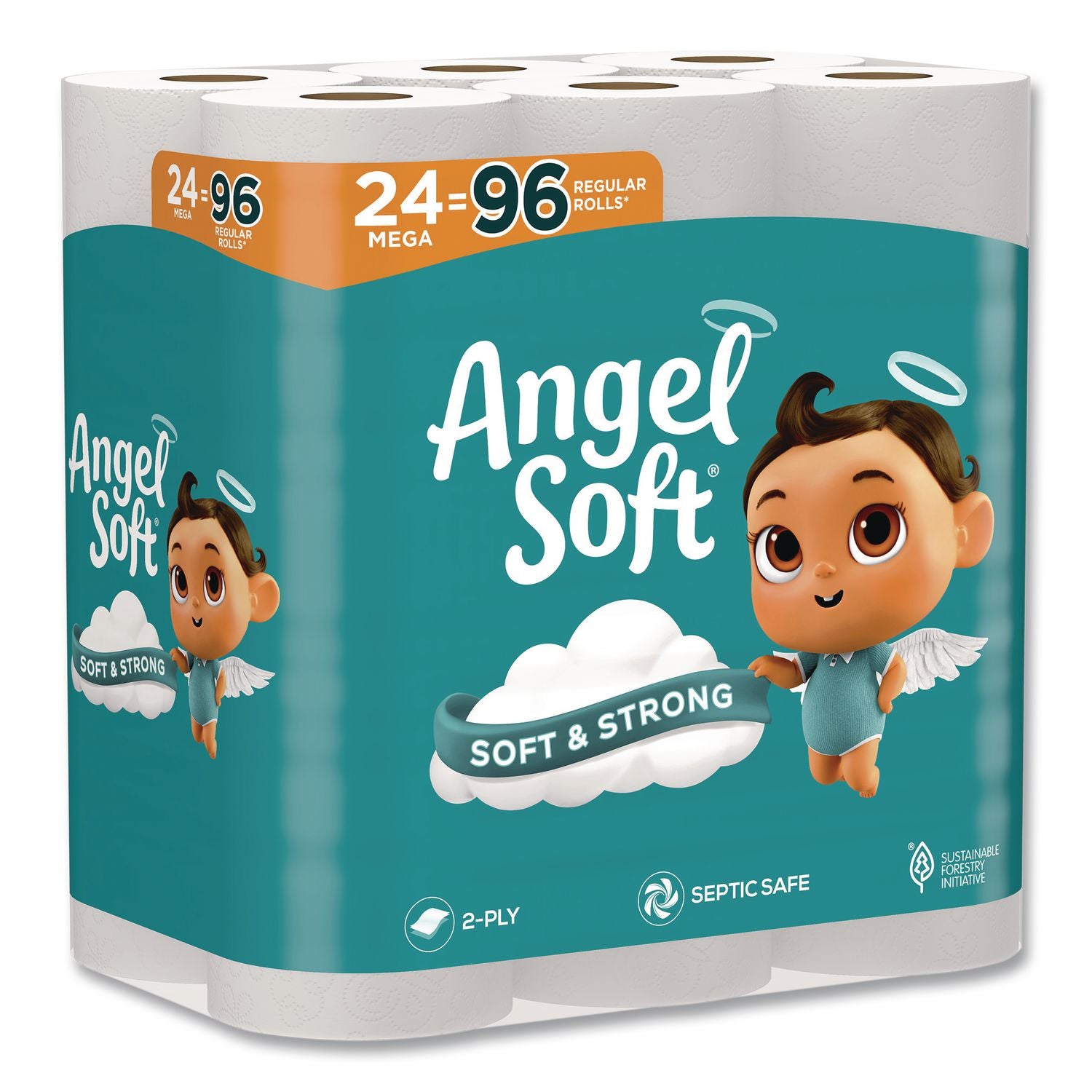Mega Toilet Paper, Septic Safe, 2-Ply, White, 320 Sheets/Roll, 24 Rolls/Pack