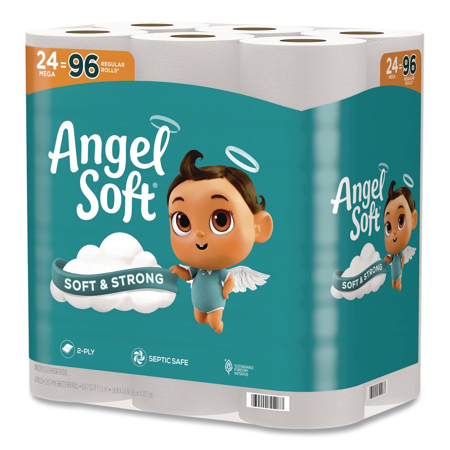 Mega Toilet Paper, Septic Safe, 2-Ply, White, 320 Sheets/Roll, 24 Rolls/Pack