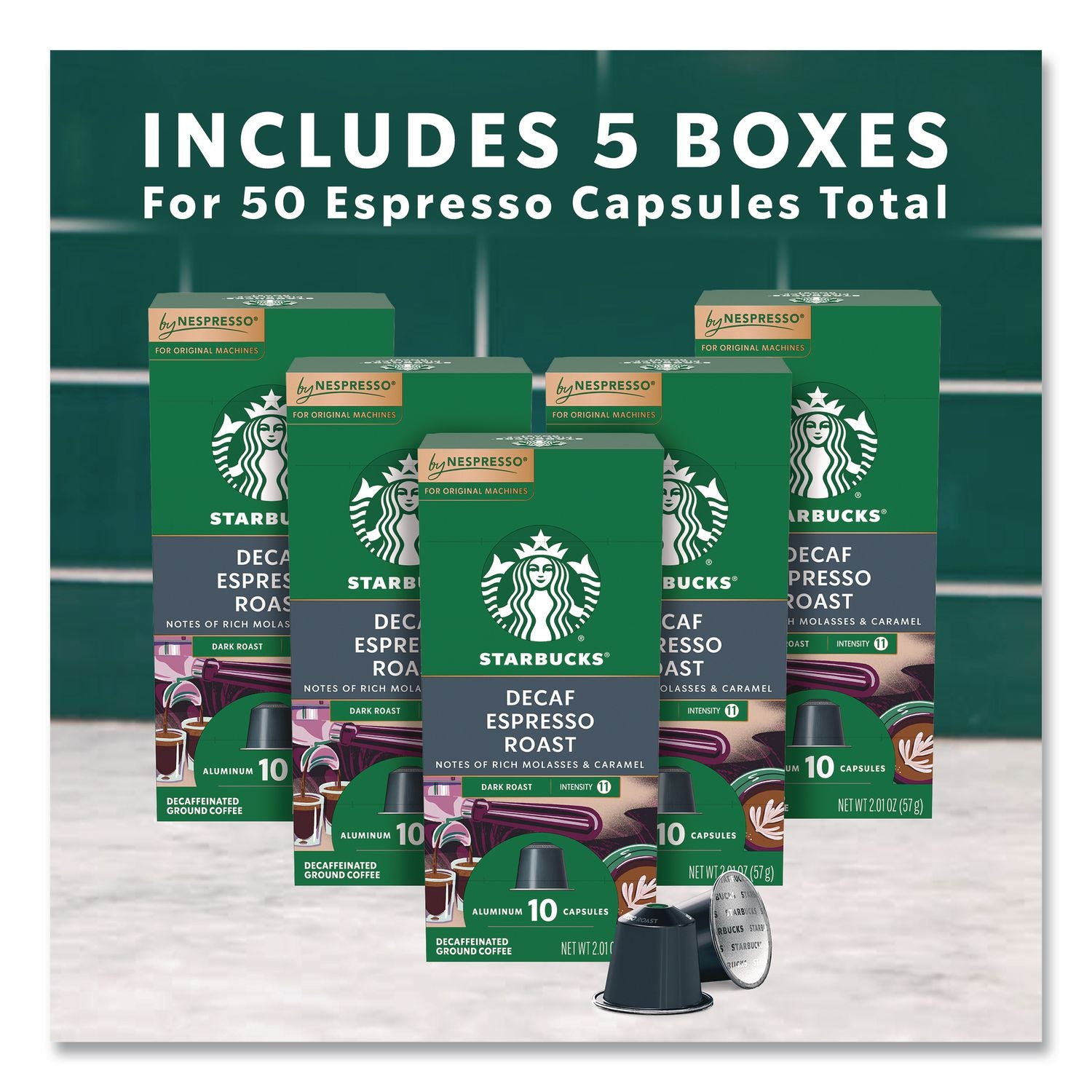 Espresso Roast Decaf Original Pods, 10/Pack, 5 Packs/Box, 50/Box