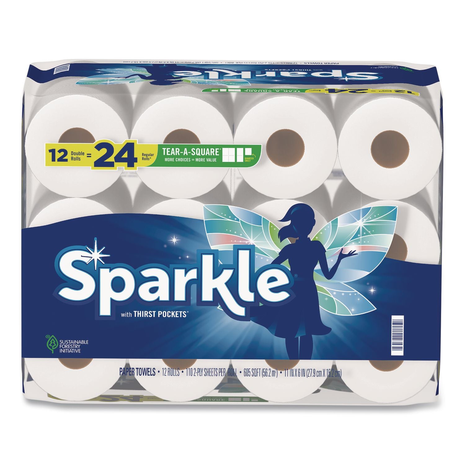 Tear-A-Square Double Roll Paper Towels, 2-Ply, 110 Sheets/Roll, 12 Rolls/Pack