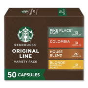Original Line Variety Pack, Blonde Espresso/Columbia/House Blend/Pike Place Original Pods, 50/Box