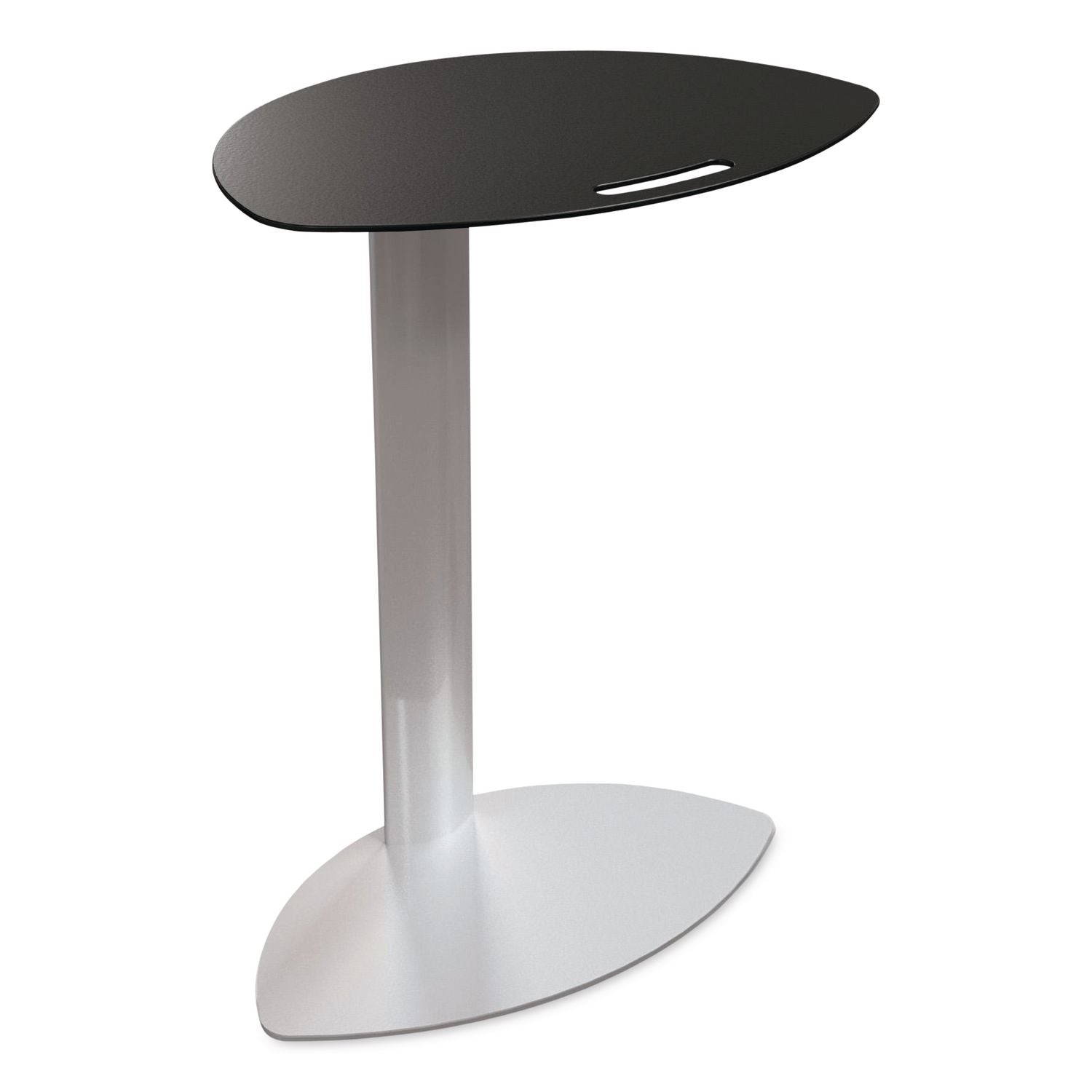 Tablet Side Table, 19.5" X 13.9" X 25.8", Steel Plate, Black Top, Platinum Base