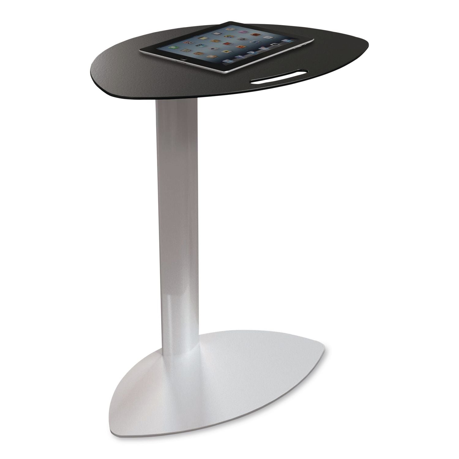 Tablet Side Table, 19.5" X 13.9" X 25.8", Steel Plate, Black Top, Platinum Base