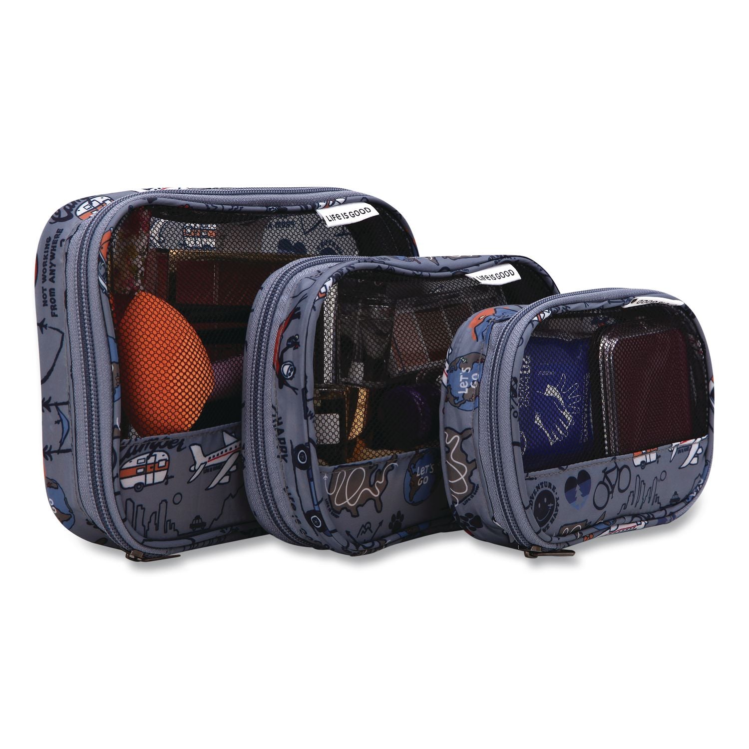 Three-Piece Packing Cube Set, Assorted Sizes, Multicolor