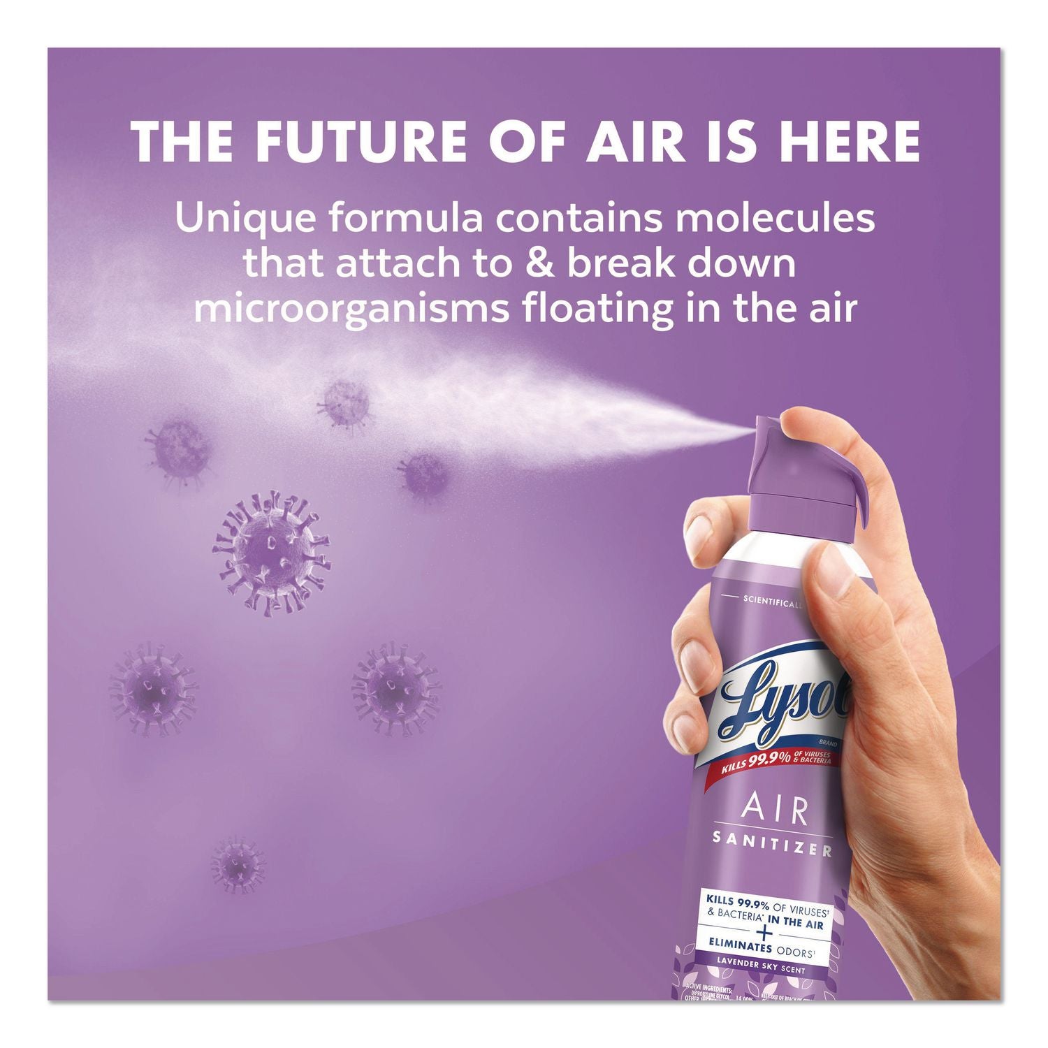 Air Sanitizer Spray, Lavender Sky Scent, 10 Oz Aerosol Spray, 6/Carton