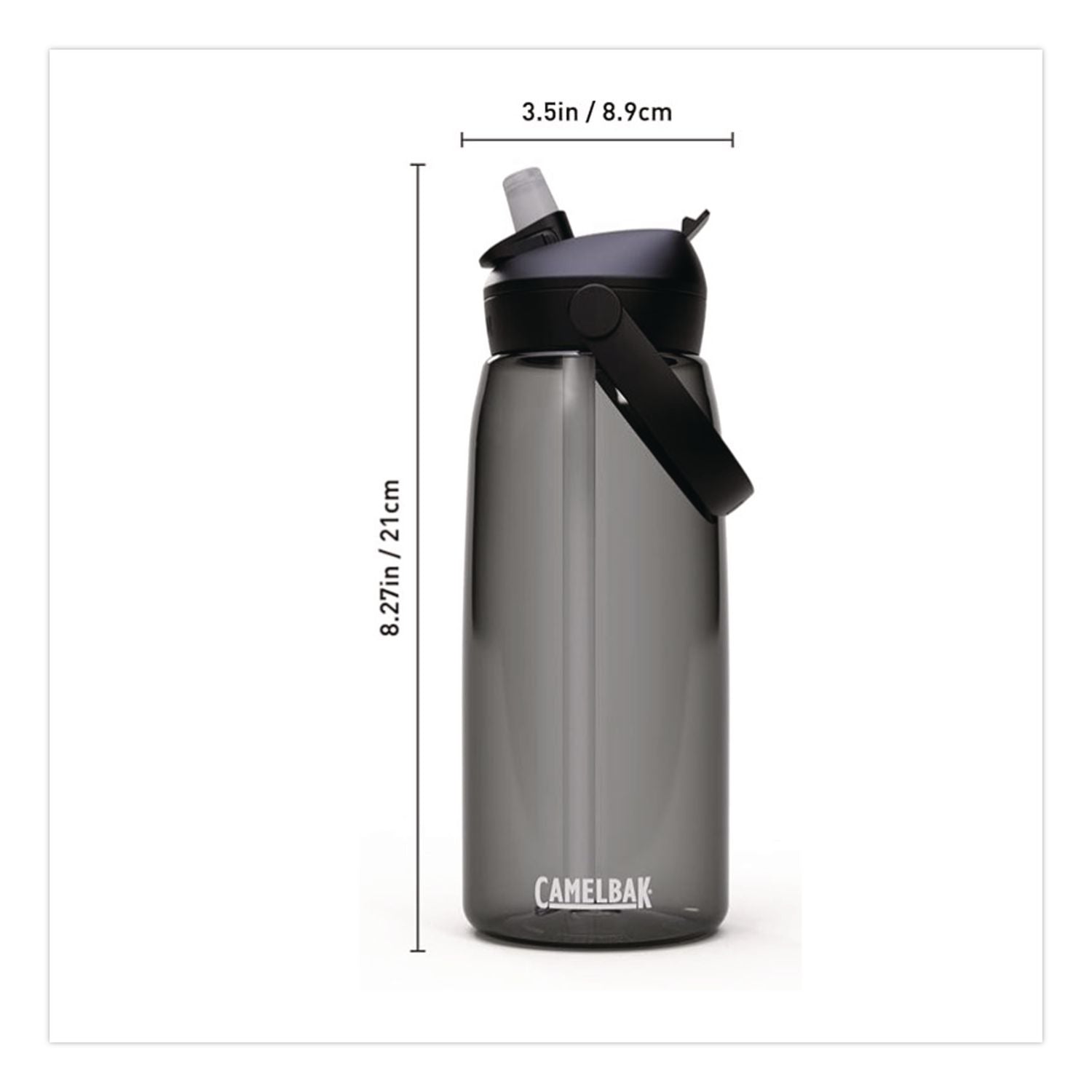 Thrive Flipstraw Plastic Water Bottle, 32 Oz, Charcoal
