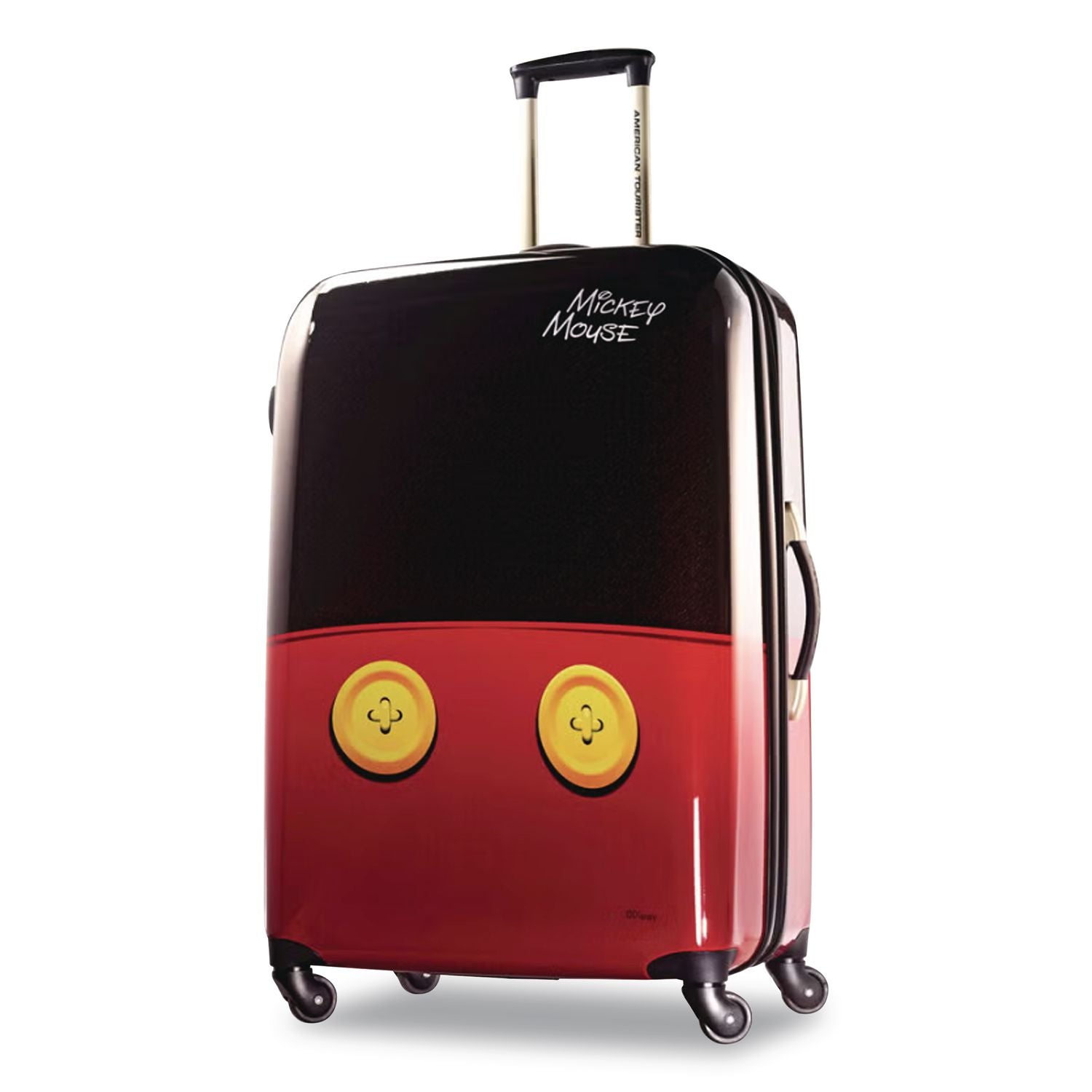 Disney Mickey Mouse Pants Large Hardside Spinner Suitcase, 12 X 19.8 X 31, Black/Red/Yellow
