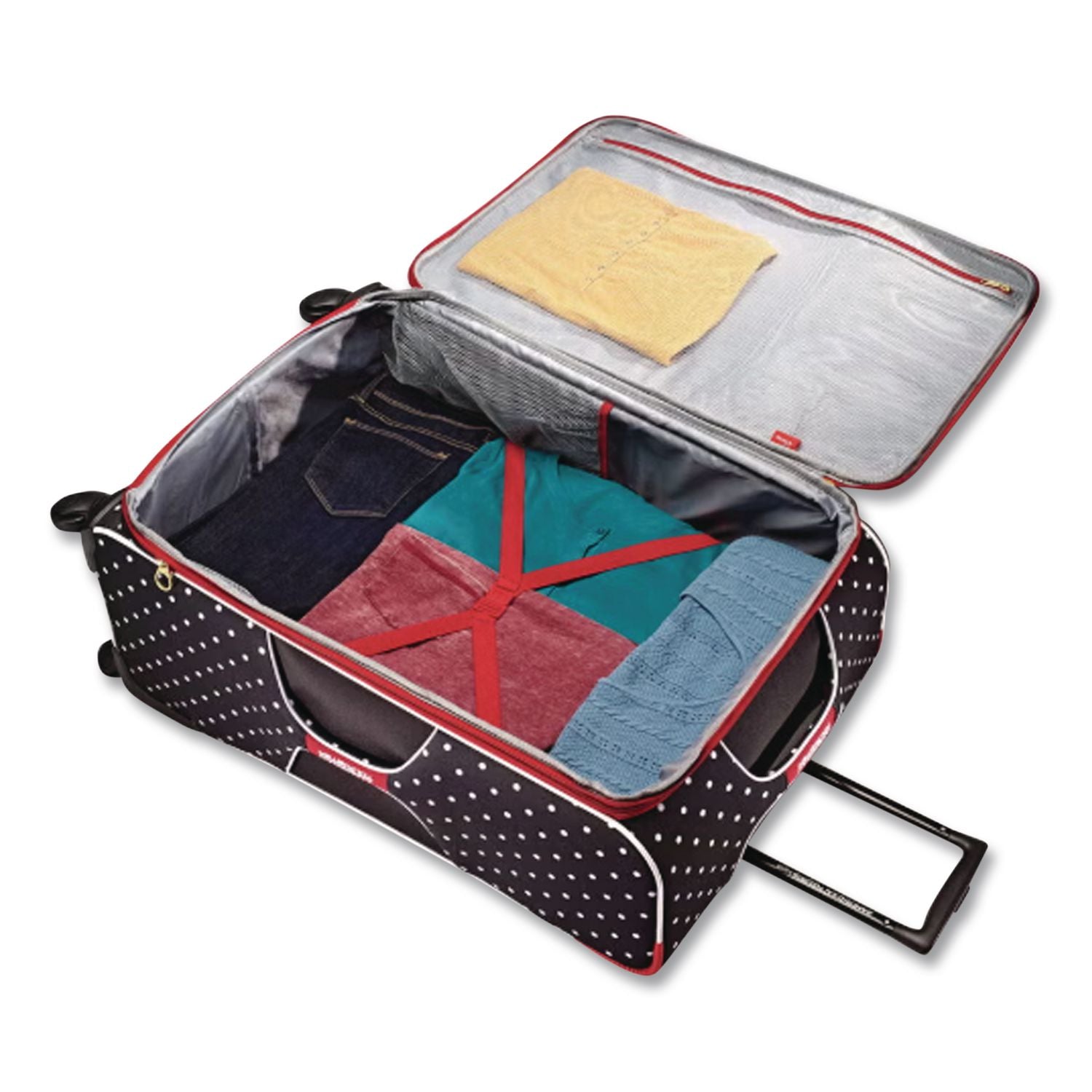 Disney Minnie Mouse Red Bow Softside Spinner Suitcase, 11 X 19 X 31, Black/Red/White