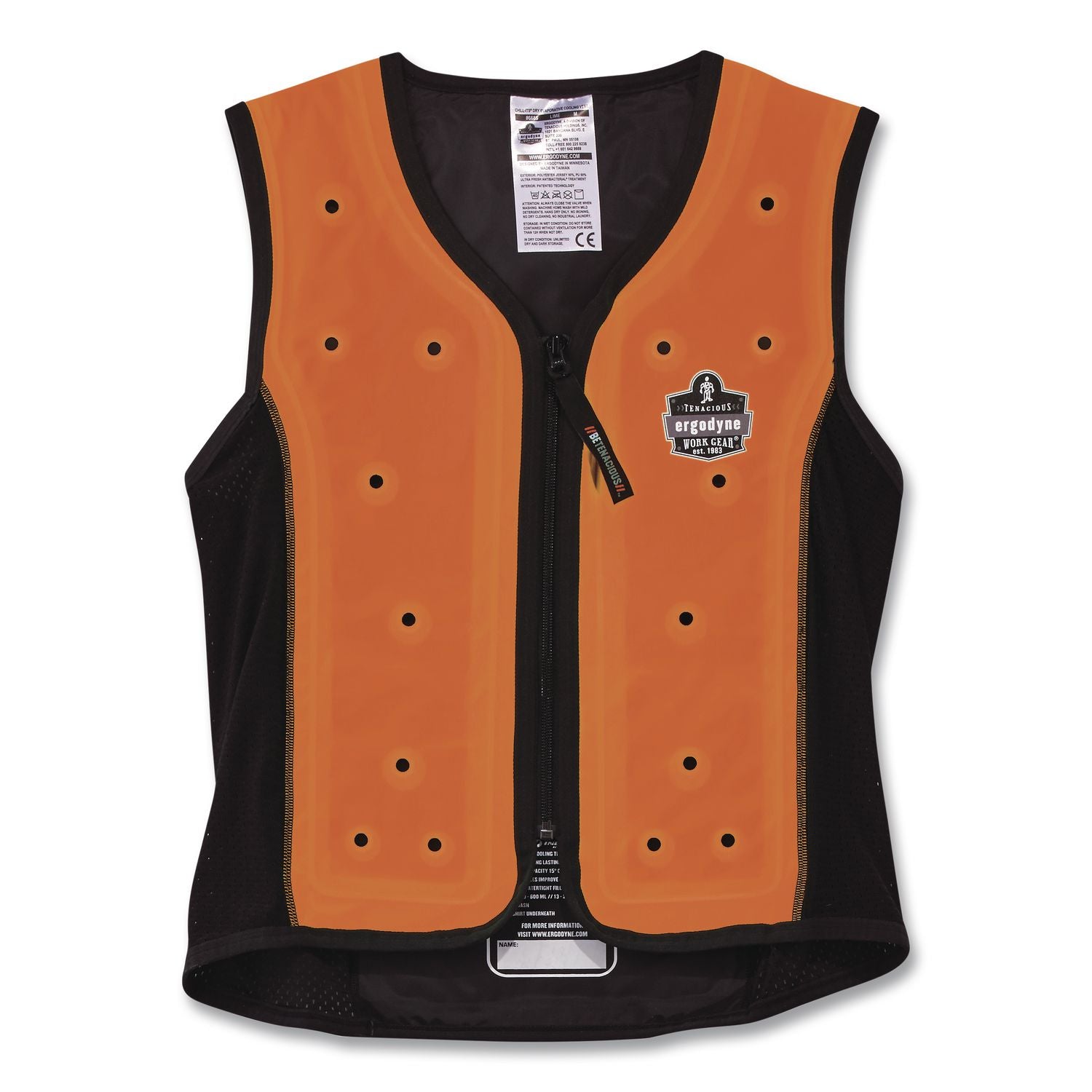 Chill-Its 6685 Premium Dry Evaporative Cooling Vest With Zipper, Polyester/Polyurethane, X-Large, Orange
