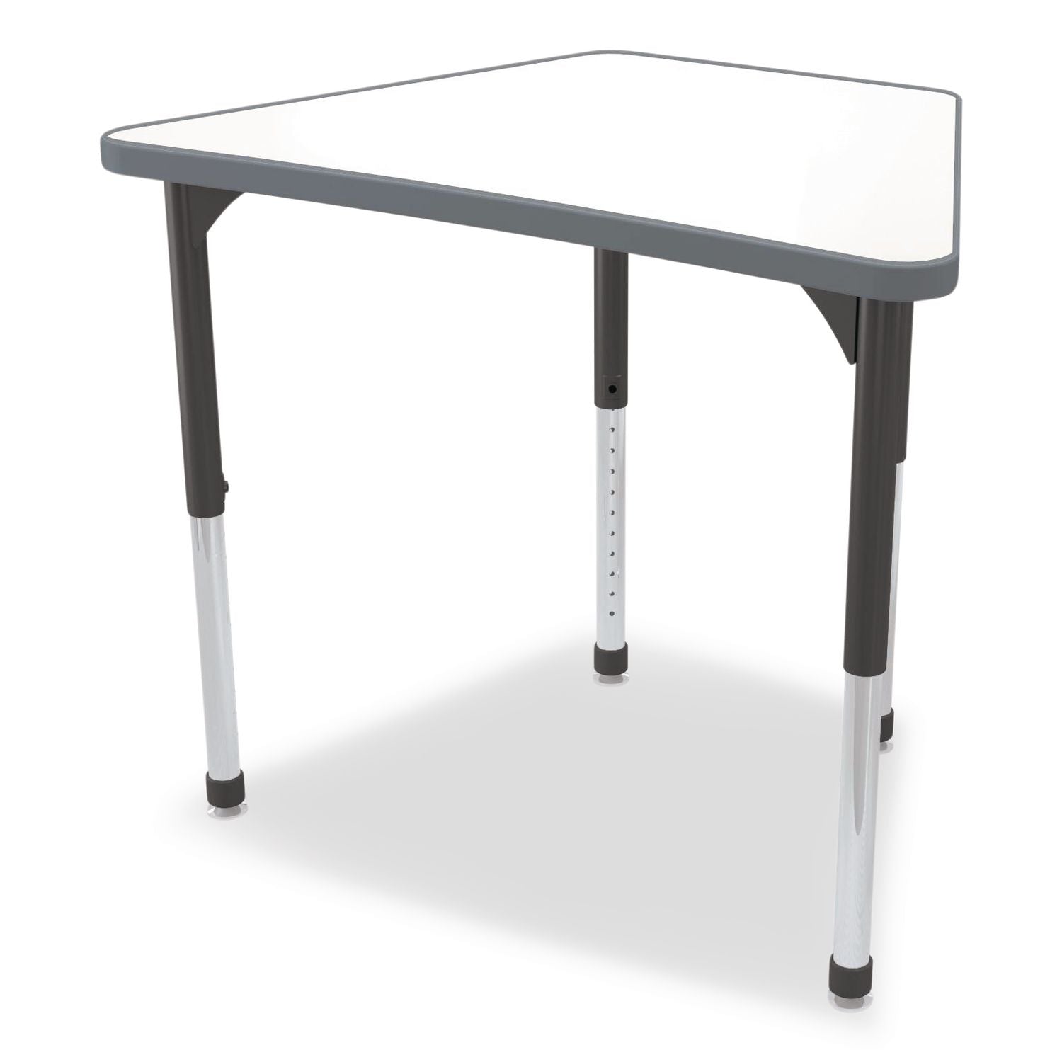 Hierarchy Beam Desk, 34.4" X 24" X 18" To 29", White Porcelain Steel With Black Legs, Ships In Two Boxes (Worksurface/Legs)