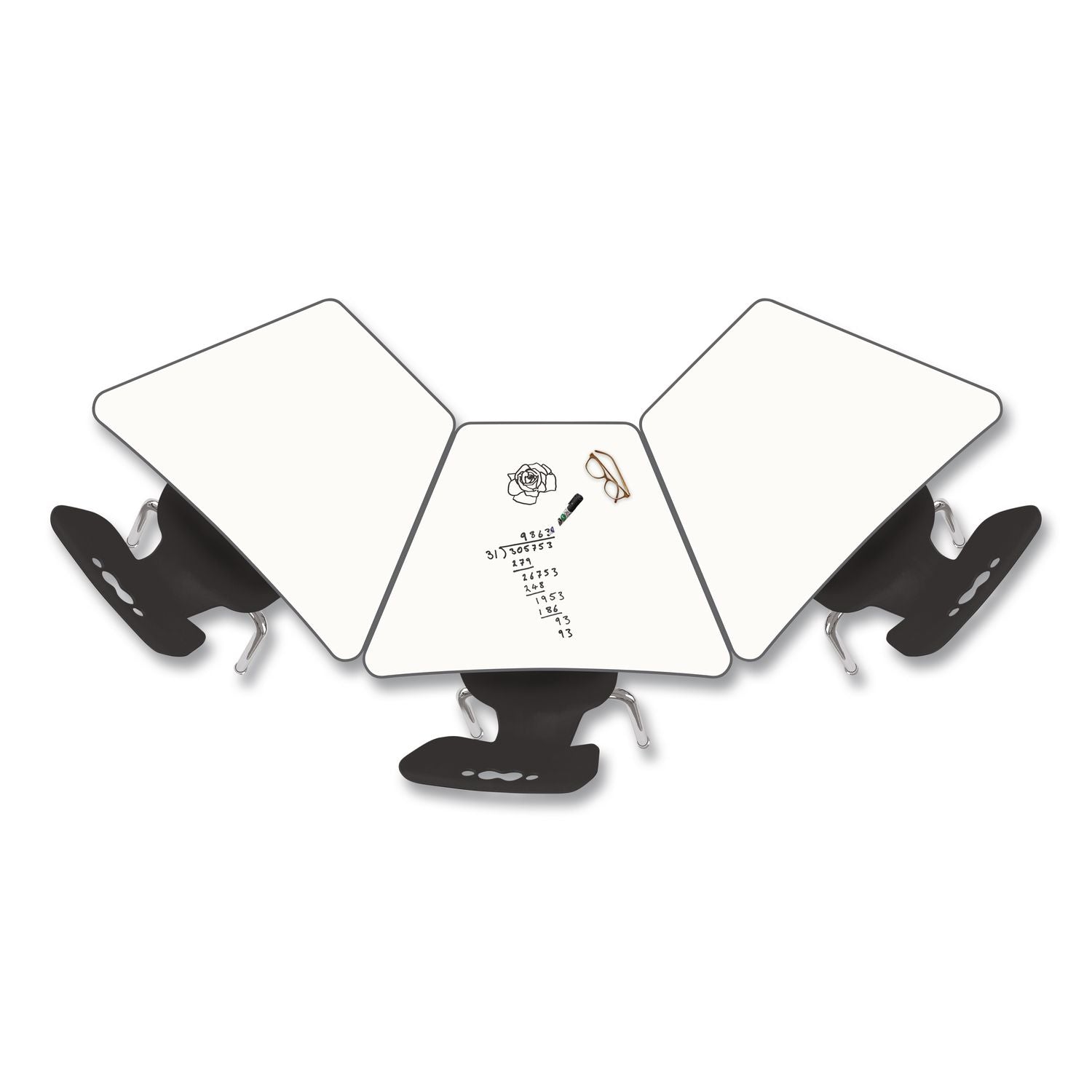 Hierarchy Beam Desk, 34.4" X 24" X 18" To 29", White Porcelain Steel With Black Legs, Ships In Two Boxes (Worksurface/Legs)