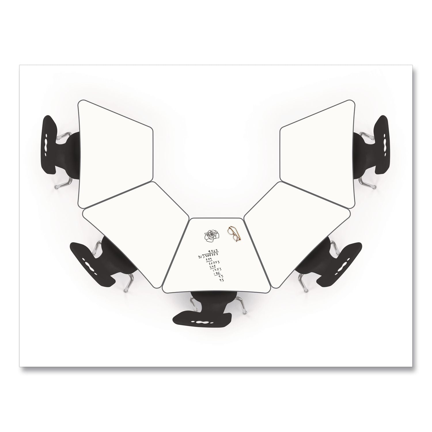 Hierarchy Rectangle Desk, 26" X 20" X 18" To 29", White Porcelain Steel Top/Platinum Legs