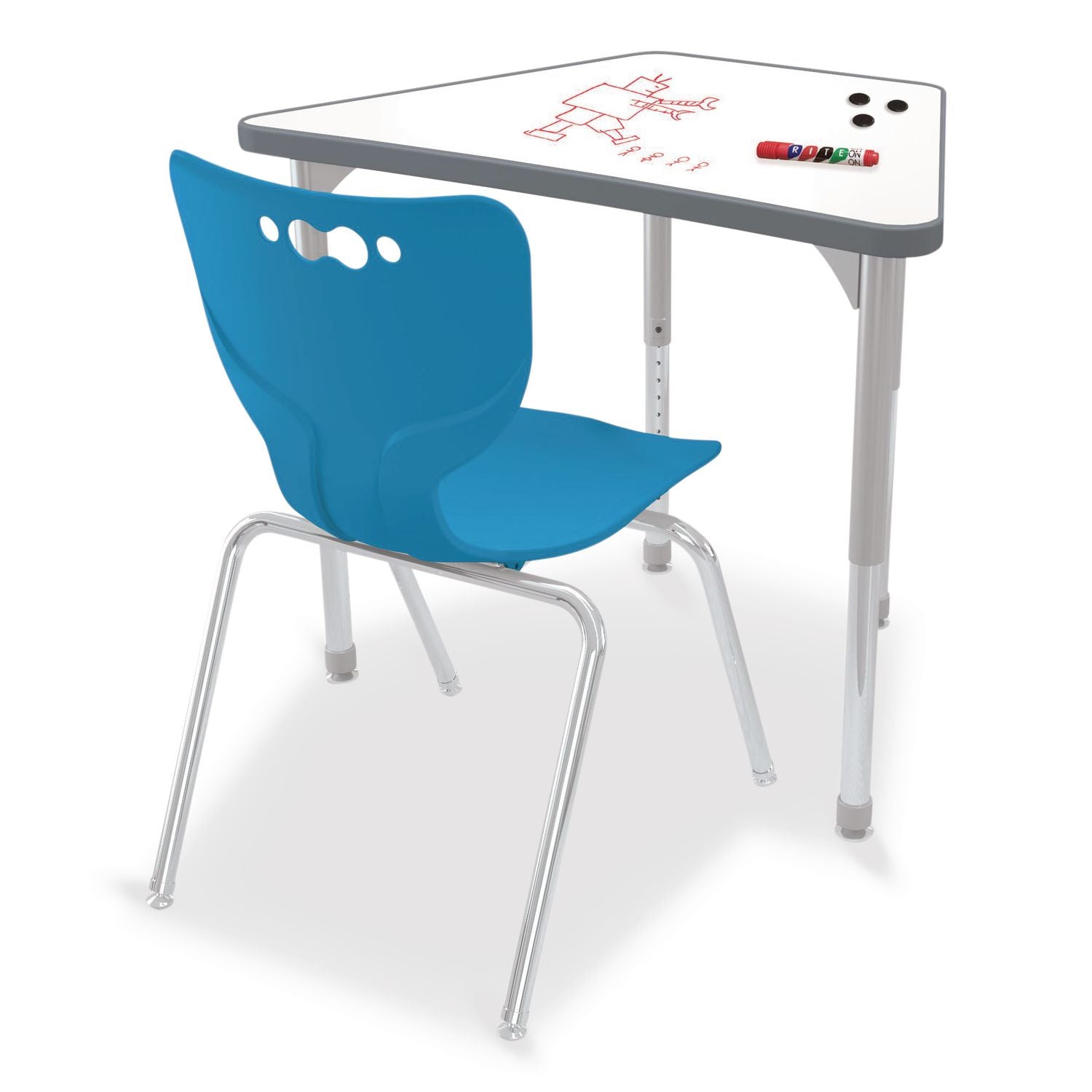 Hierarchy Beam Desk, 34.4" X 24" X 18" To 29", White Porcelain Steel With Platinum Legs, Ships In Two Boxes (Worksurface/Legs)